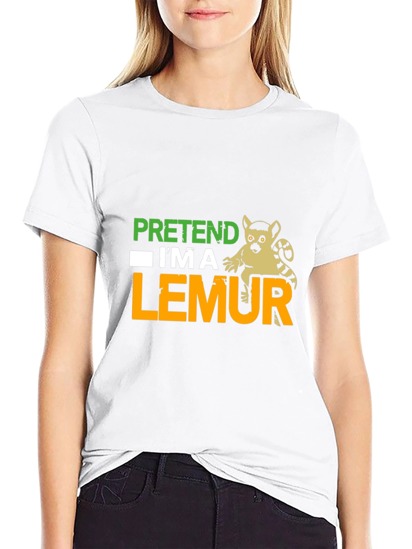 Black Pretend I'm A Lemur Funny Graphic T-Shirt view 9