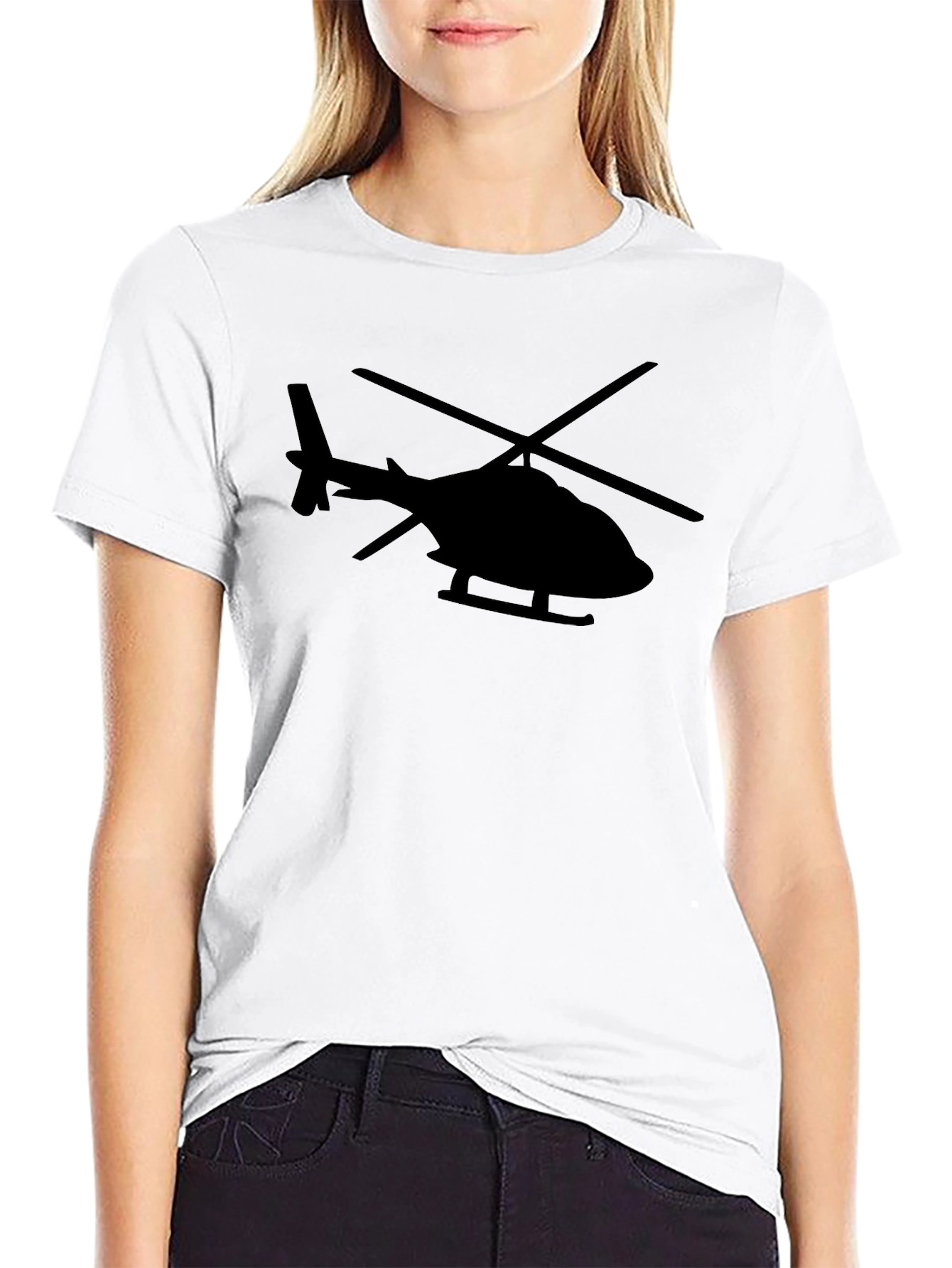 Black Helicopter Graphic Tee - Black Cotton Blend T-Shirt view 9