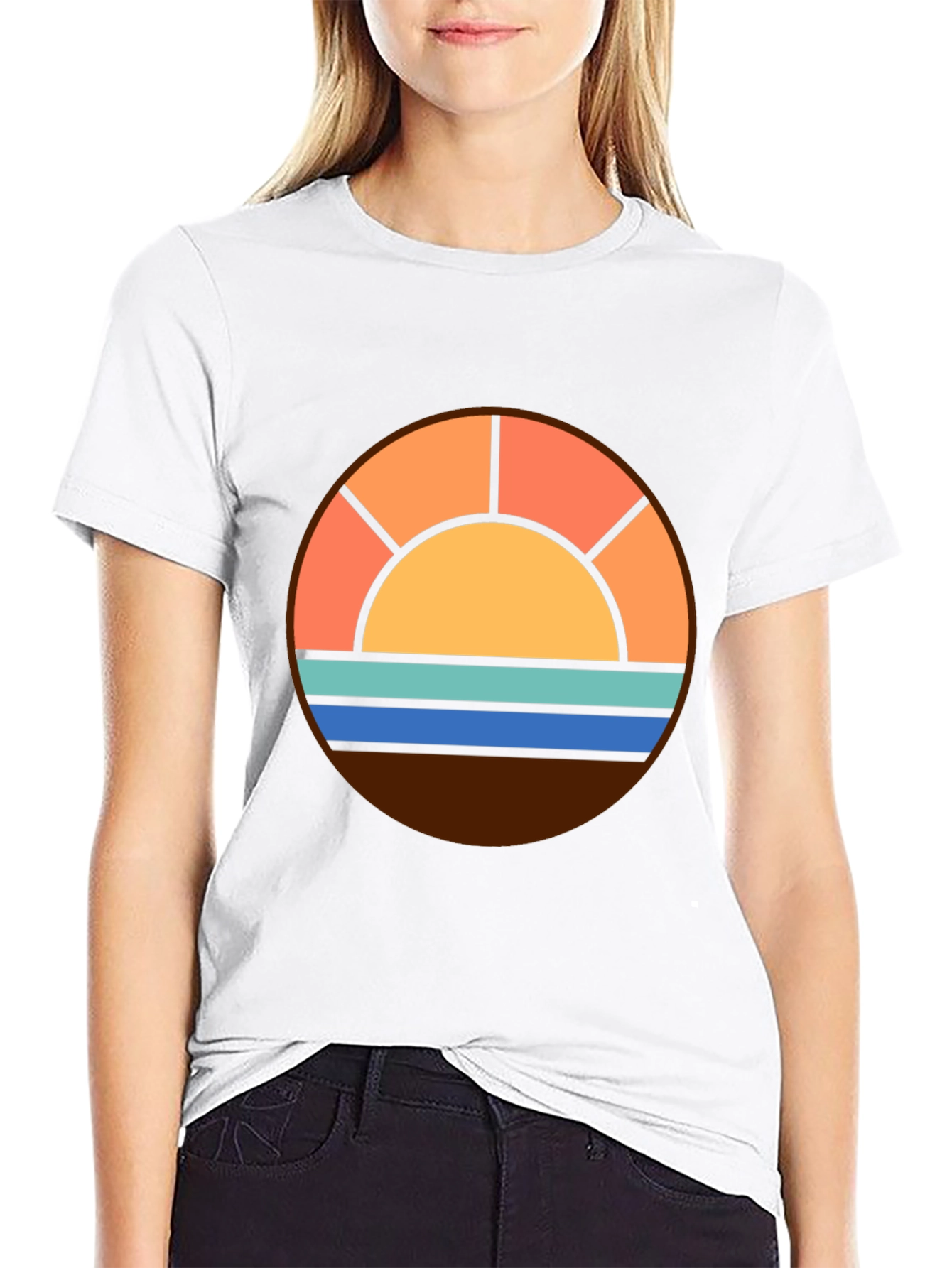Black Retro Sunset Graphic Tee - Beach Vibes Shirt view 9