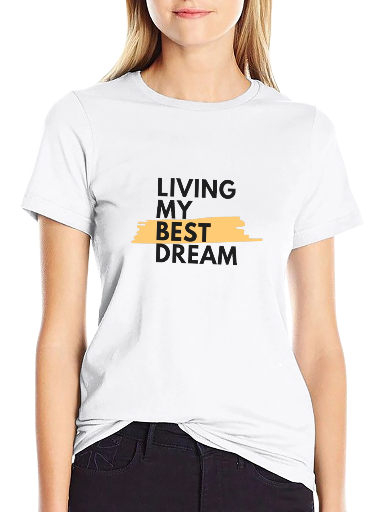 Black Living My Best Dream Black T-Shirt view 9