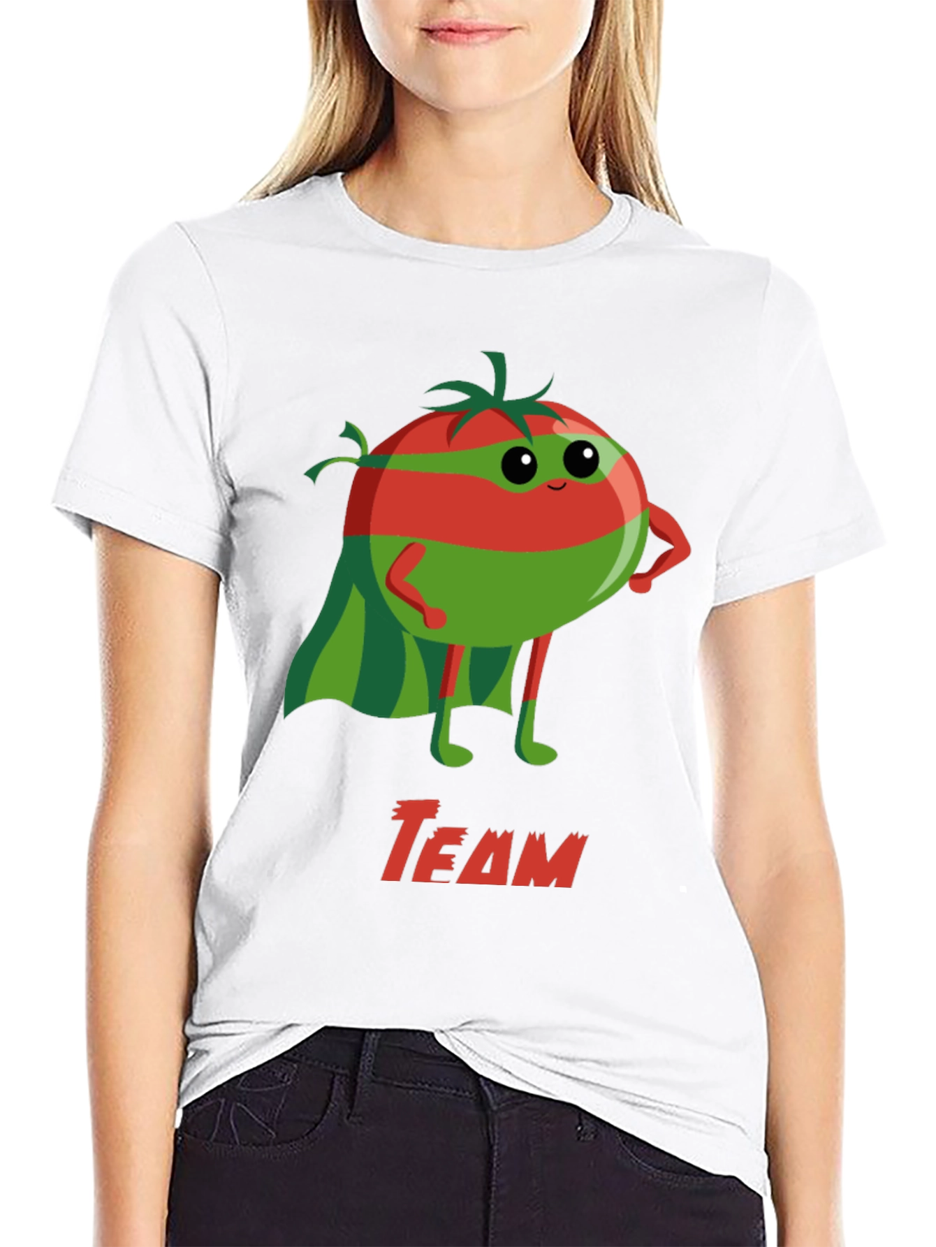 Black Team Tomato Superhero Graphic T-Shirt view 9