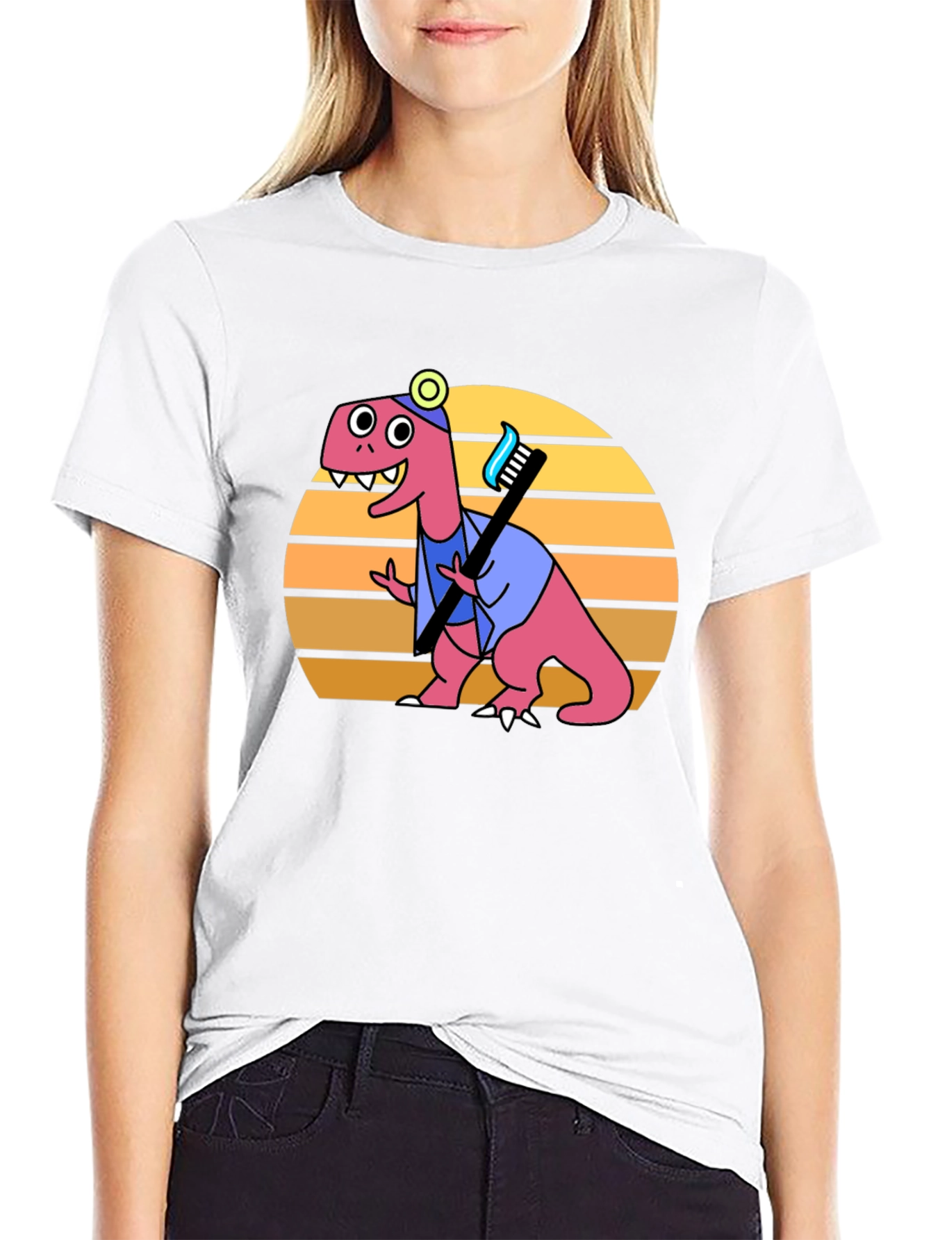 Black Dino Dentist T-Shirt - Novelty Graphic Tee view 9
