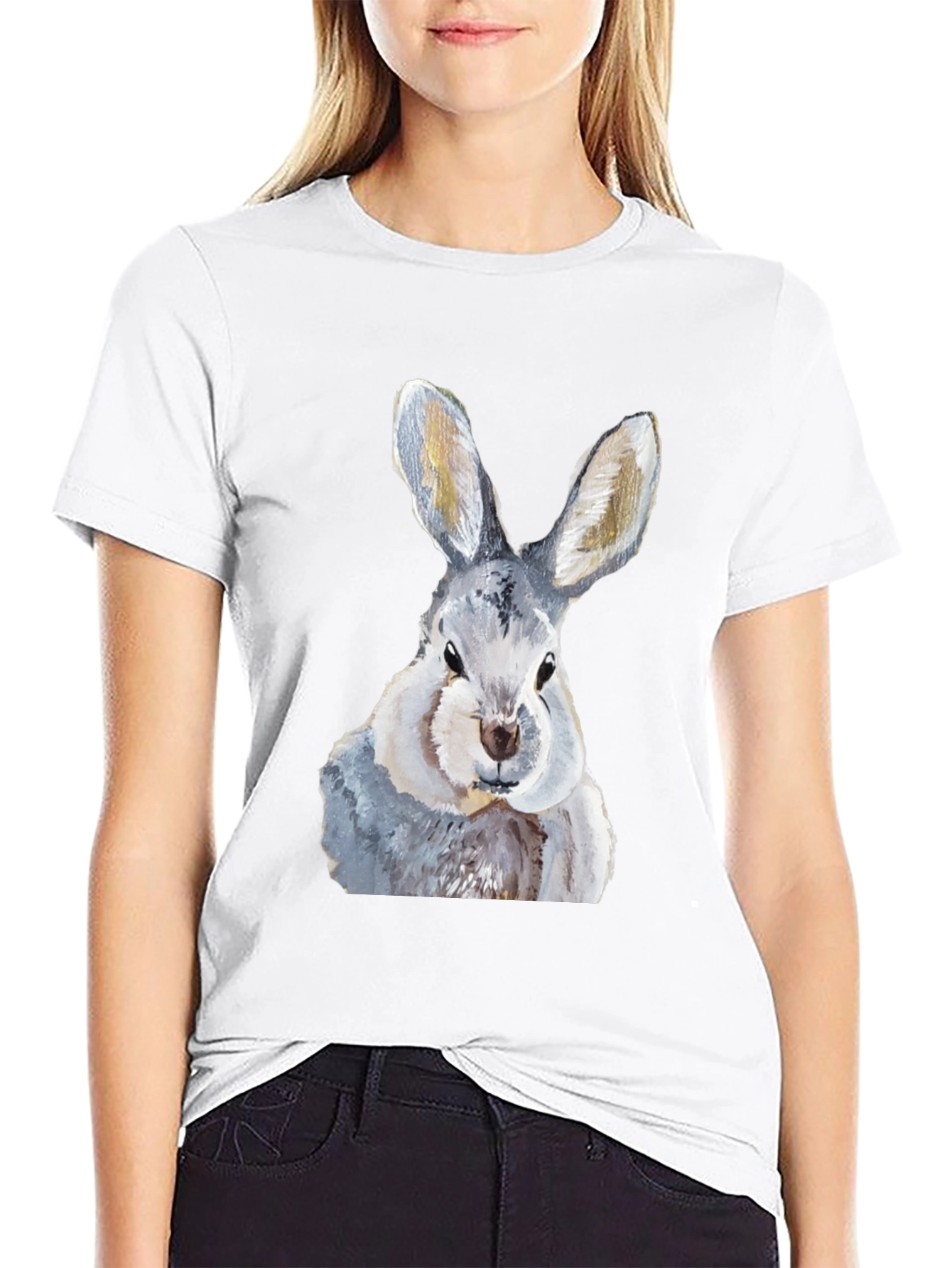 Hare T-Shirt: Soft Black Cotton Bunny Graphic Tee - 9
