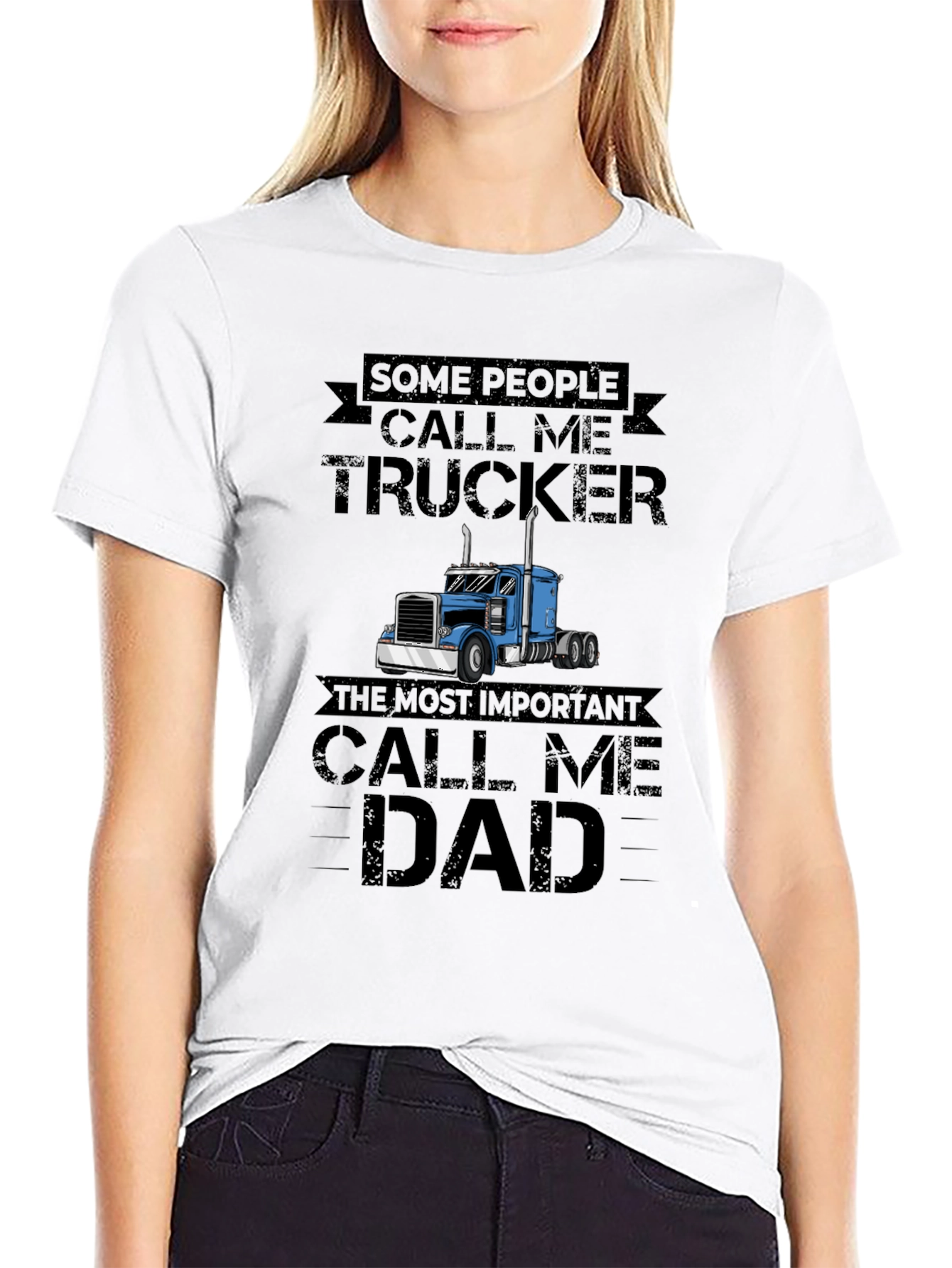 Black Trucker Dad Graphic Tee - Black view 9