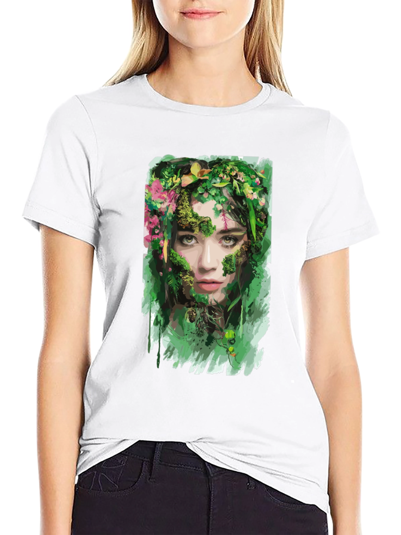 Black Nature Goddess Graphic T-Shirt - Black view 9