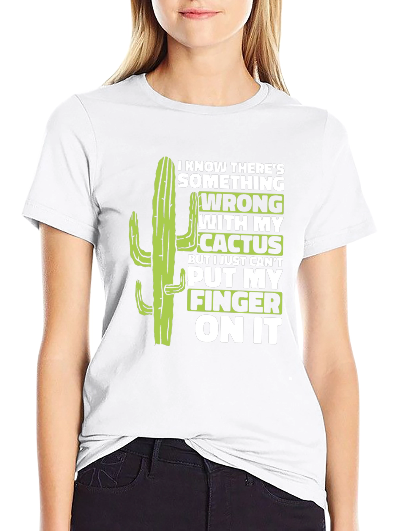 Black Funny Cactus T-Shirt - Something's Wrong Humor Tee view 9