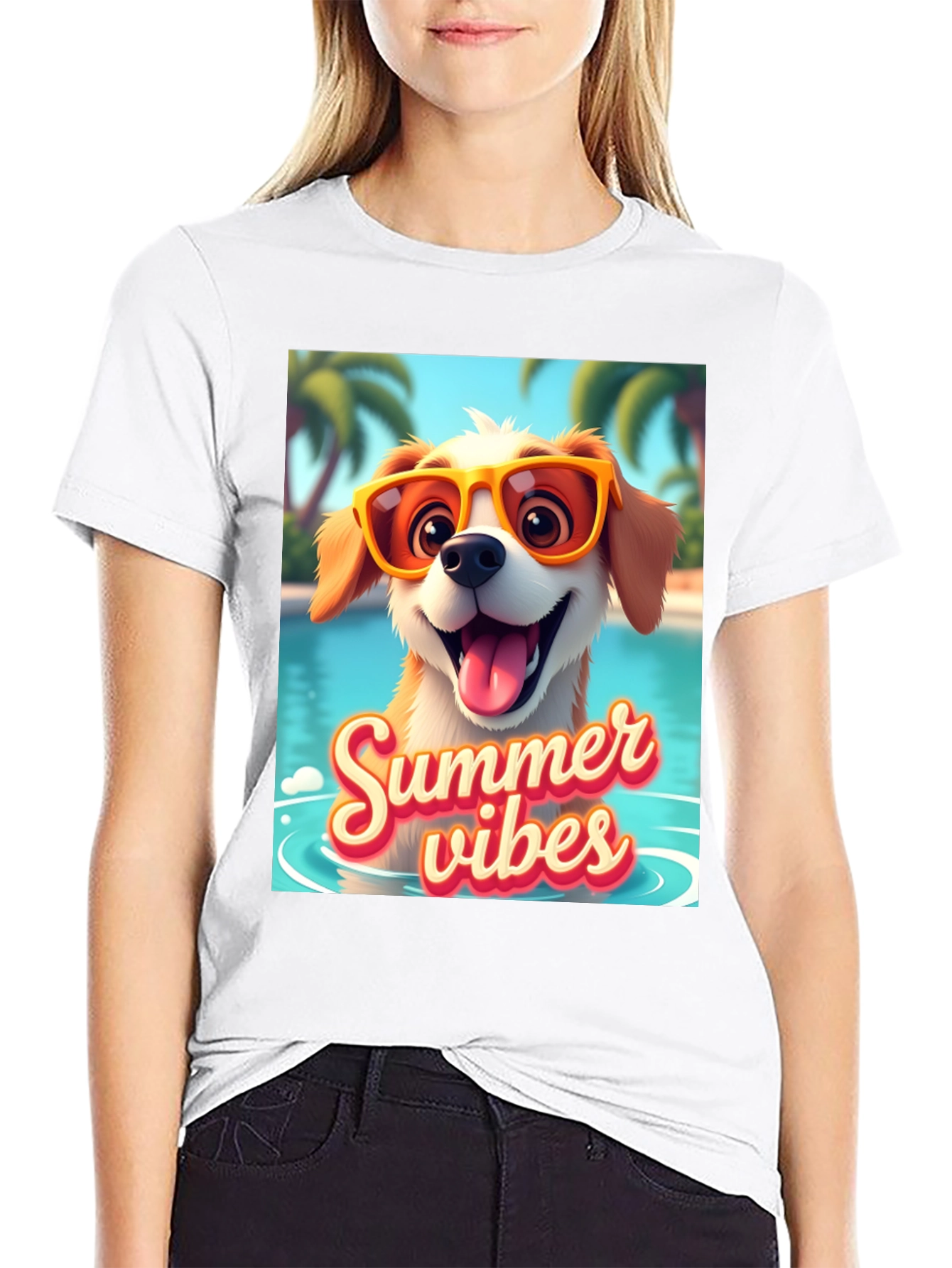 Black Summer Vibes Dog T-Shirt view 9