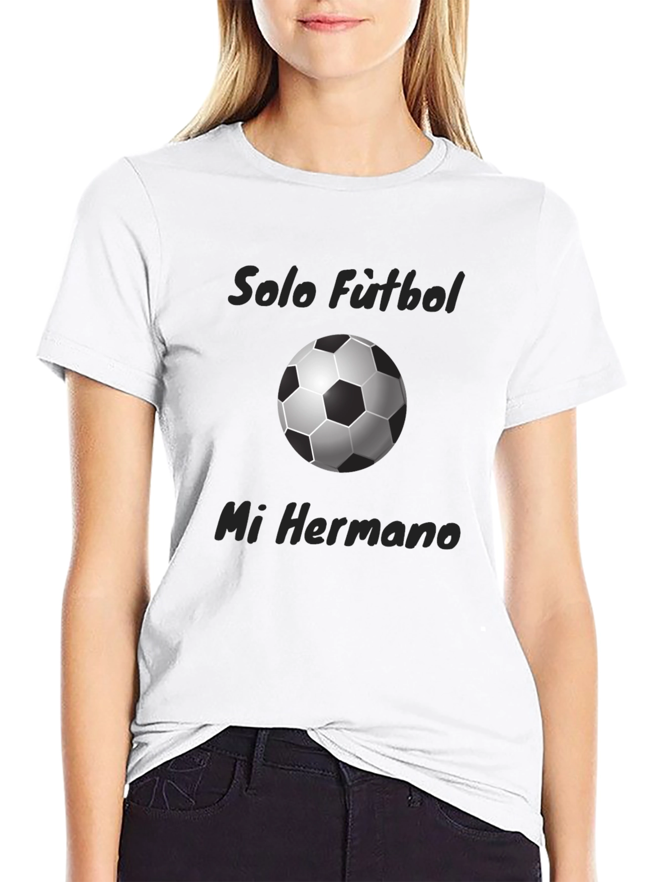 Black Soccer Fan T-Shirt - Solo Futbol Mi Hermano view 9
