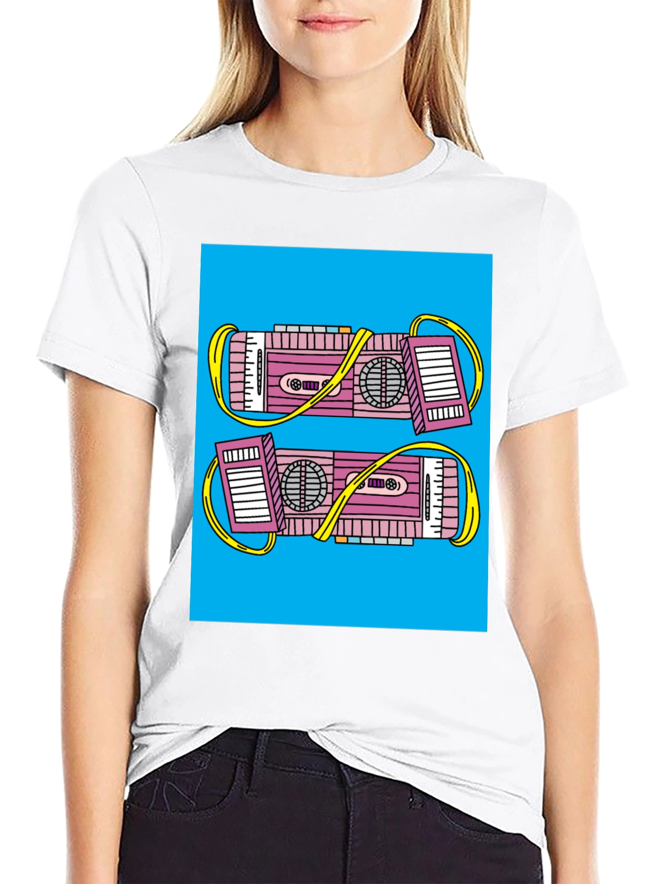Black Retro Boombox Graphic Tee - Black view 9