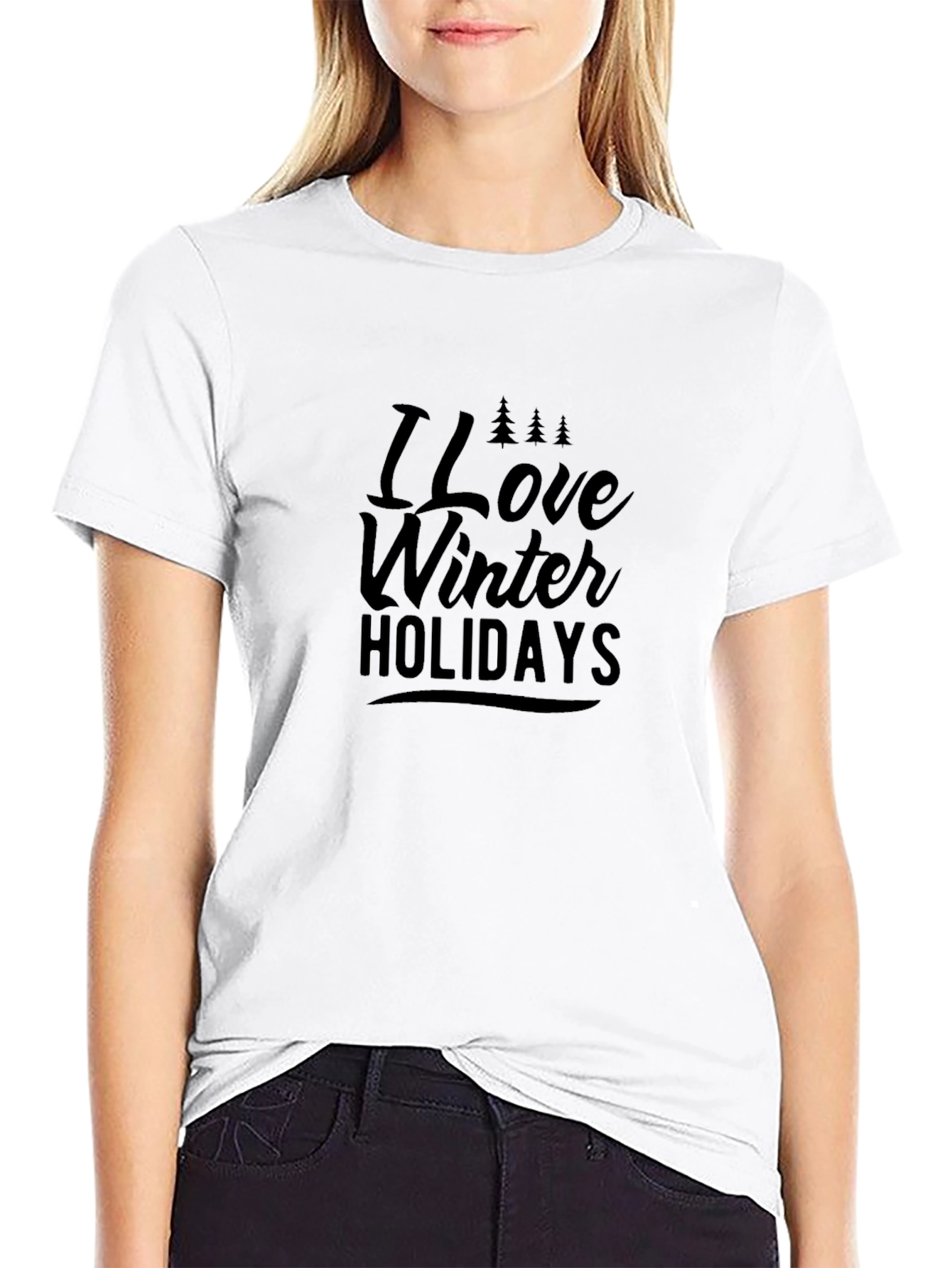 Black Winter Holidays Black T-Shirt view 9