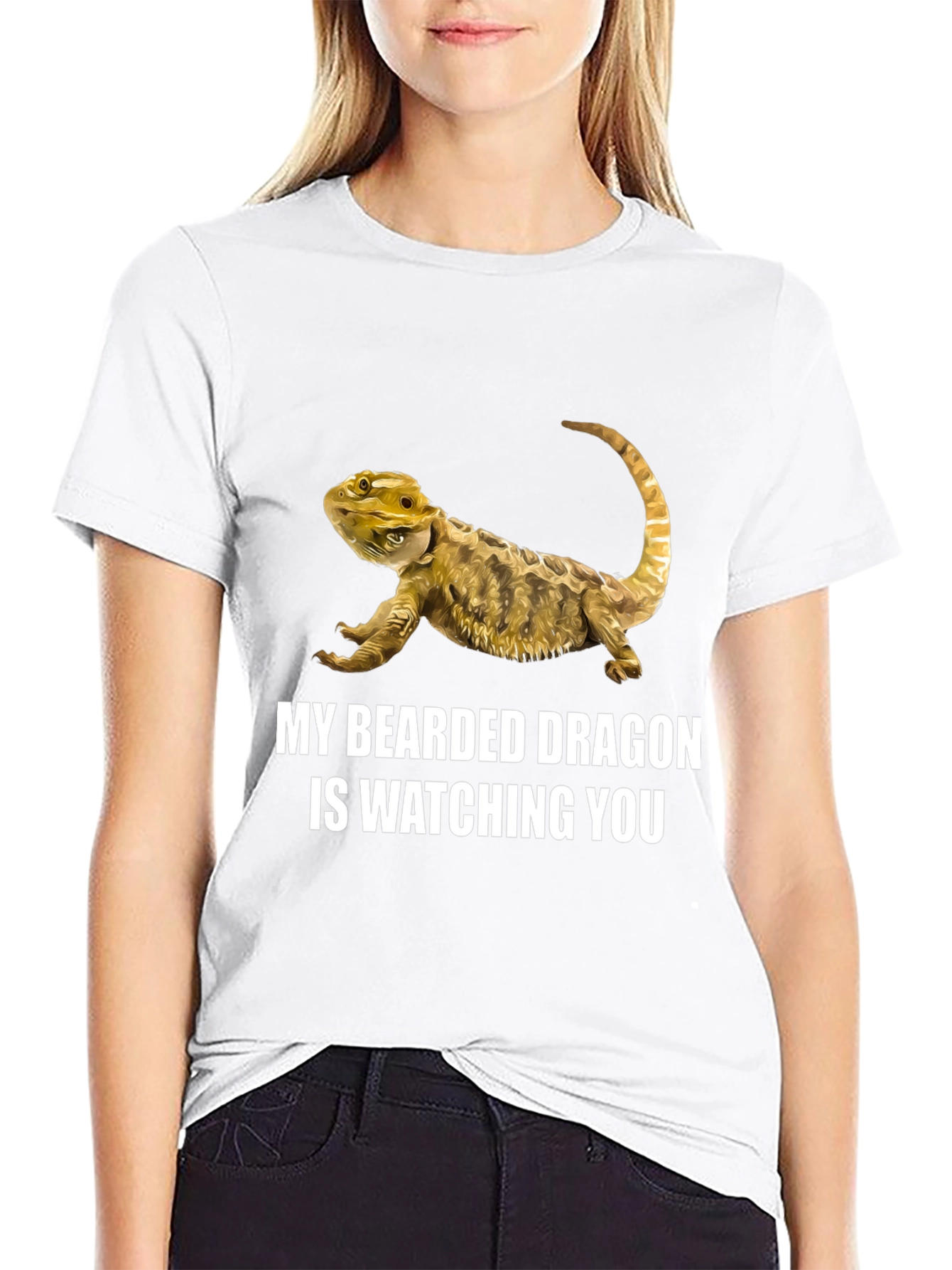 Black Bearded Dragon Watching You Graphic T-Shirt view 9