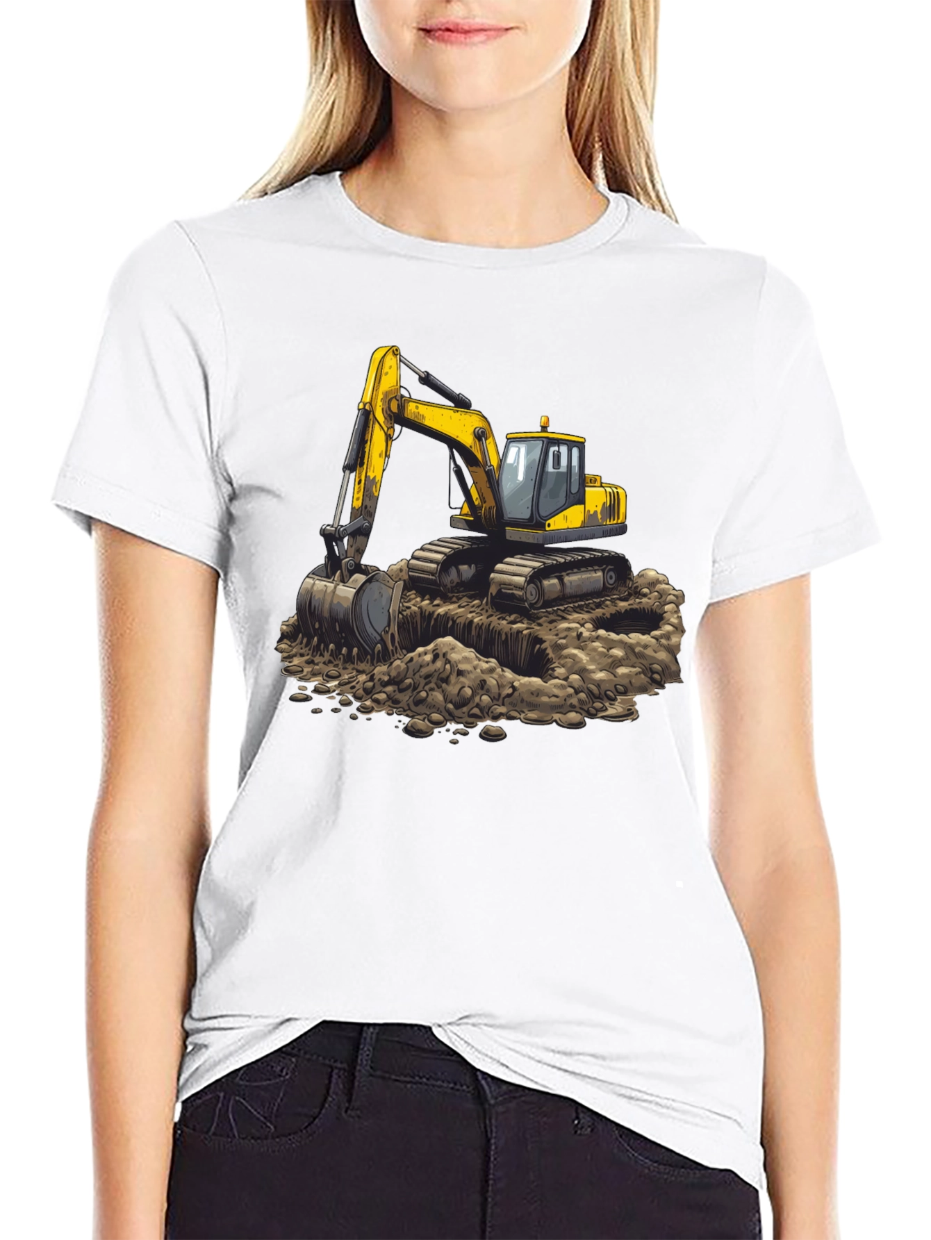 Black Excavator Graphic Tee - Construction Crew Shirt view 9