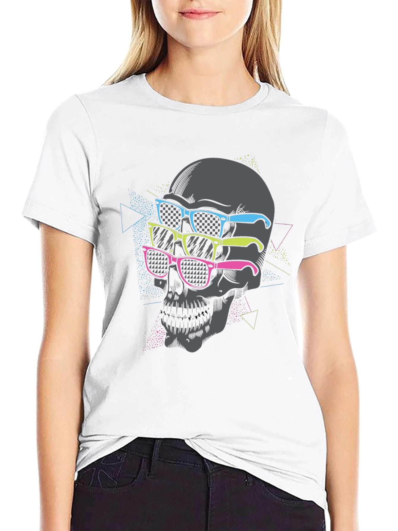 Black Skull with Sunglasses Graphic Tee view 9