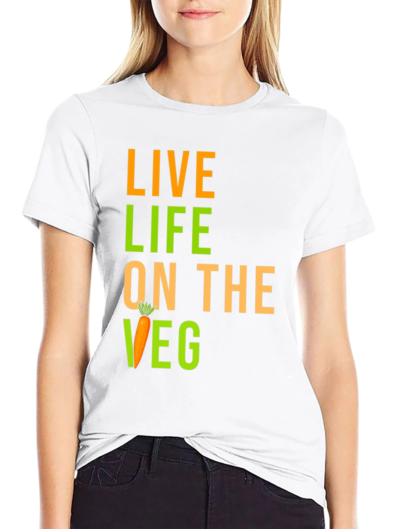 Live Life on the Veg Black Graphic Tee - 9