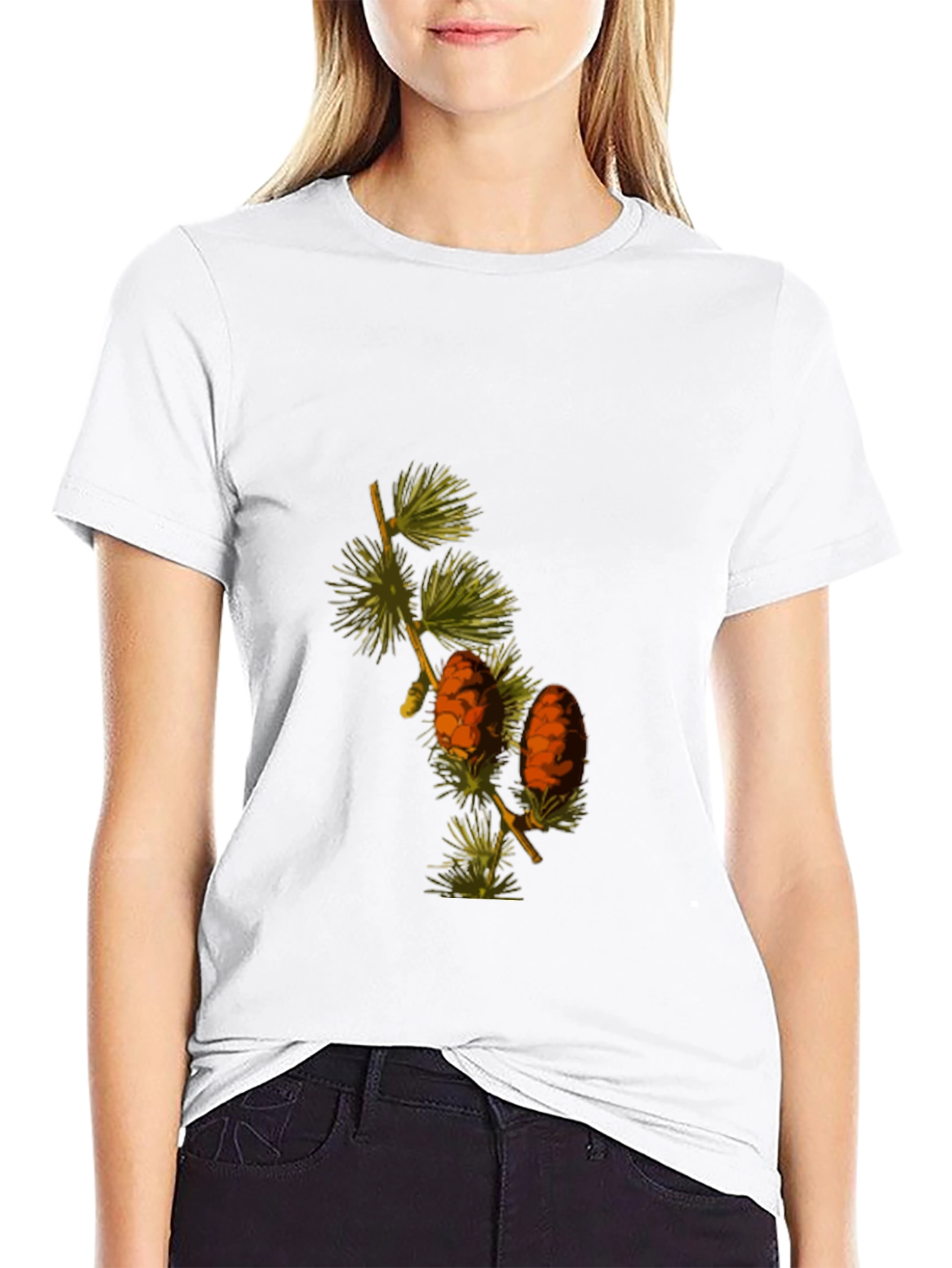 Black Botanical Pine Cone Graphic Tee - Nature Inspired T-Shirt view 9
