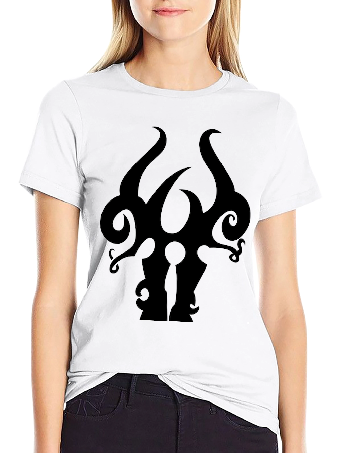 Black Men's Black Graphic Tee - Abstract Silhouette Design view 9