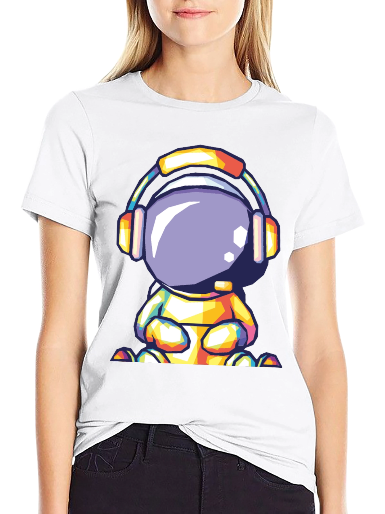 Black Astronaut Headphone Graphic Tee view 9