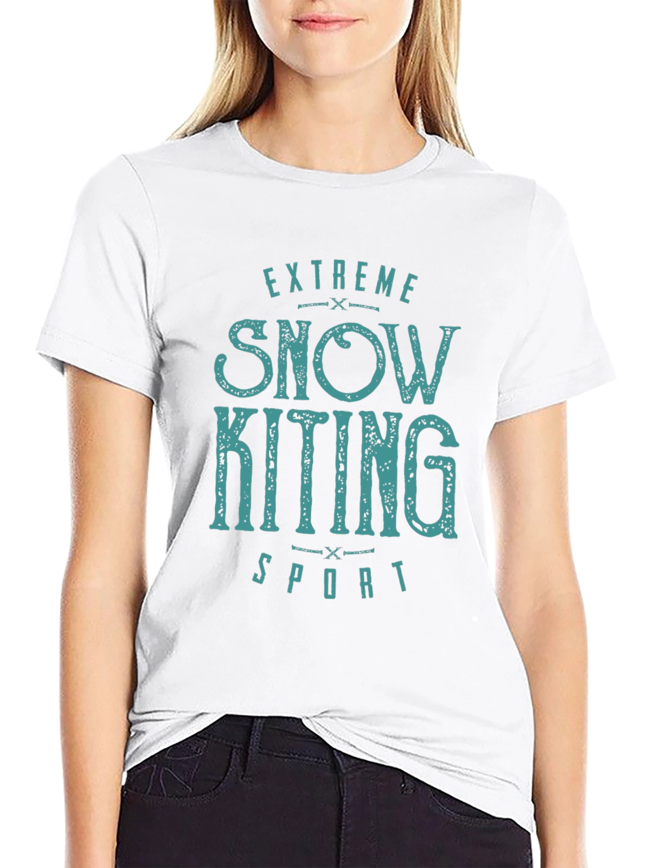 Black Extreme Snow Kiting Sport T-Shirt view 9