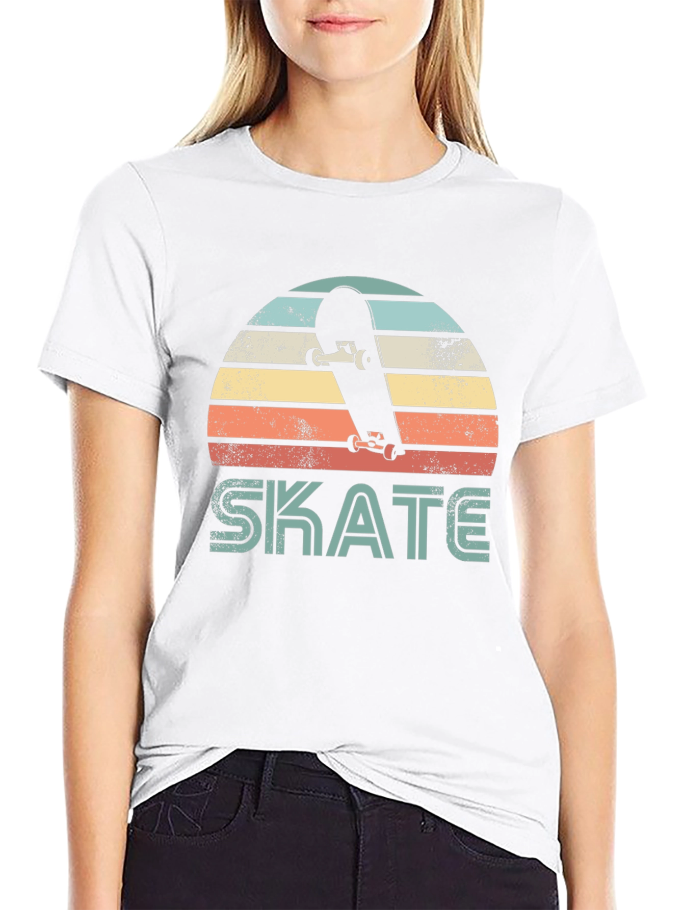 Black Retro Skate T-Shirt - Vintage Style Skateboard Tee view 9