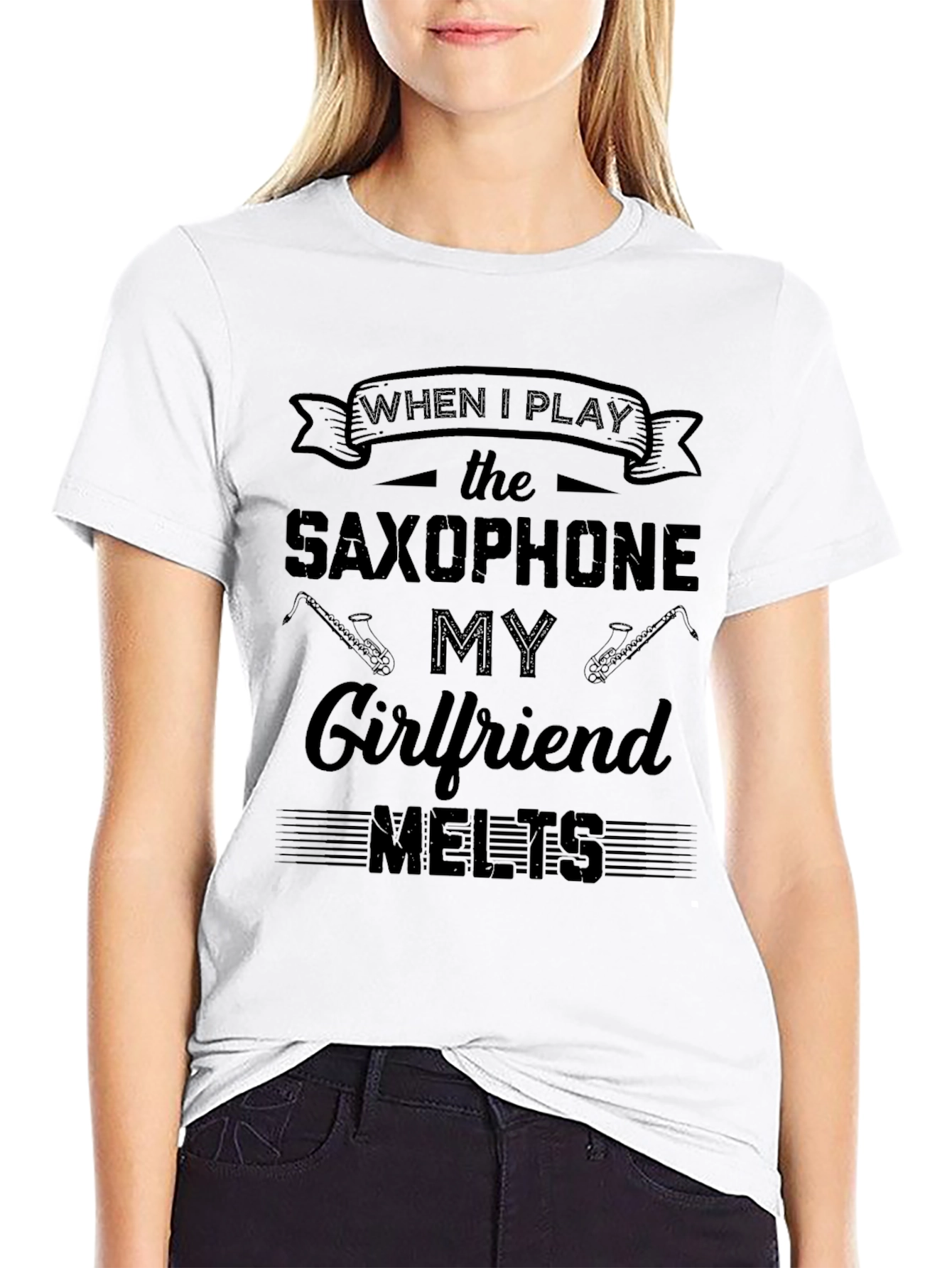 Black Saxophone Player Graphic Tee: Girlfriend Melts view 9
