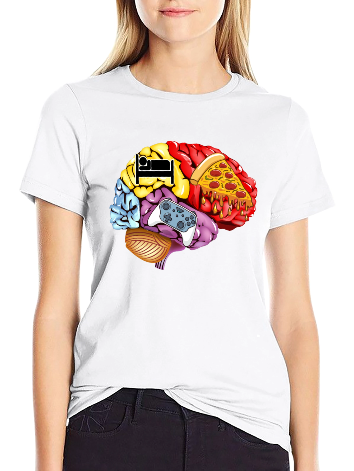 Black Brain Food Gamer T-Shirt - Men's Black Graphic Tee view 9