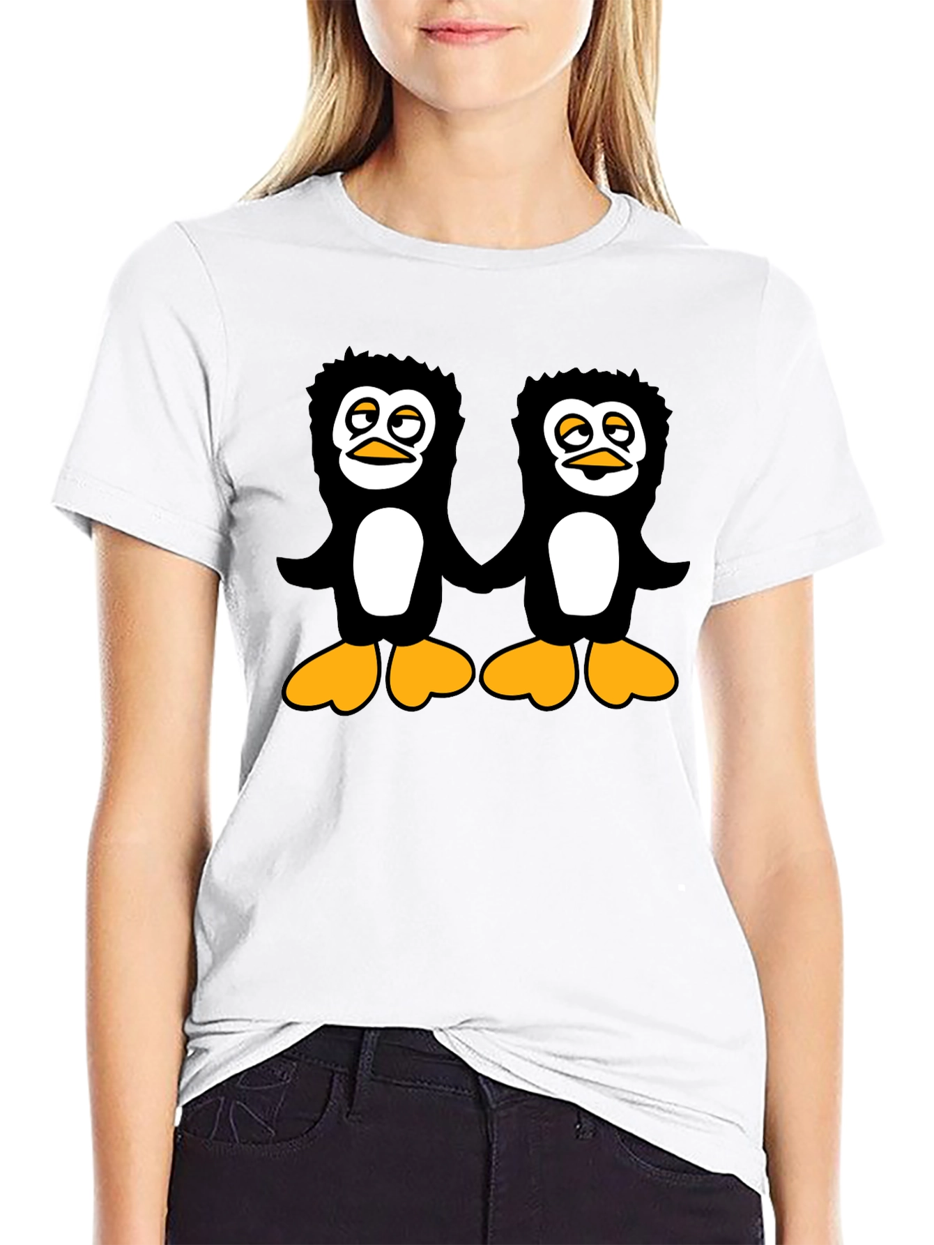 Black Penguin Pals Black T-Shirt - Fun Graphic Tee view 9