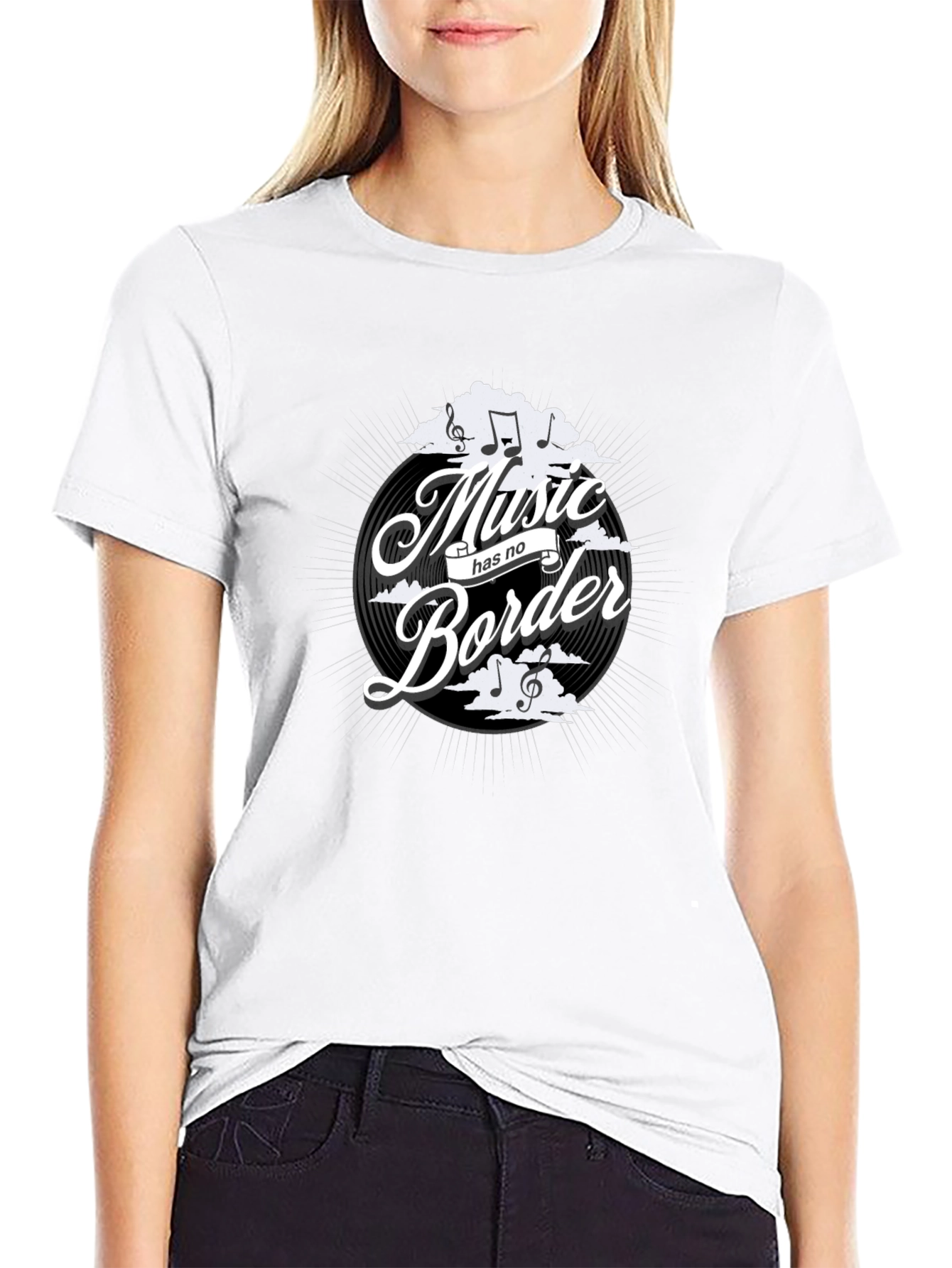 Black Music Has No Border Black Graphic Tee view 9
