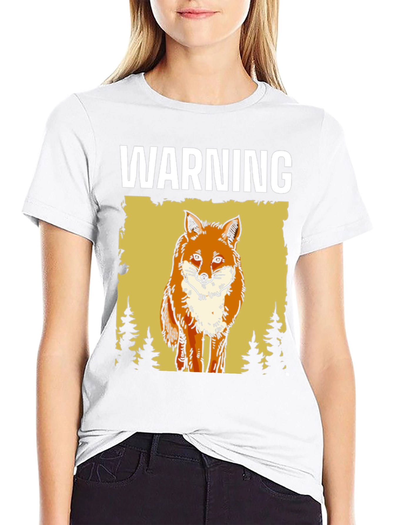 Black Warning Fox Graphic T-Shirt - Nature Lover Tee view 9