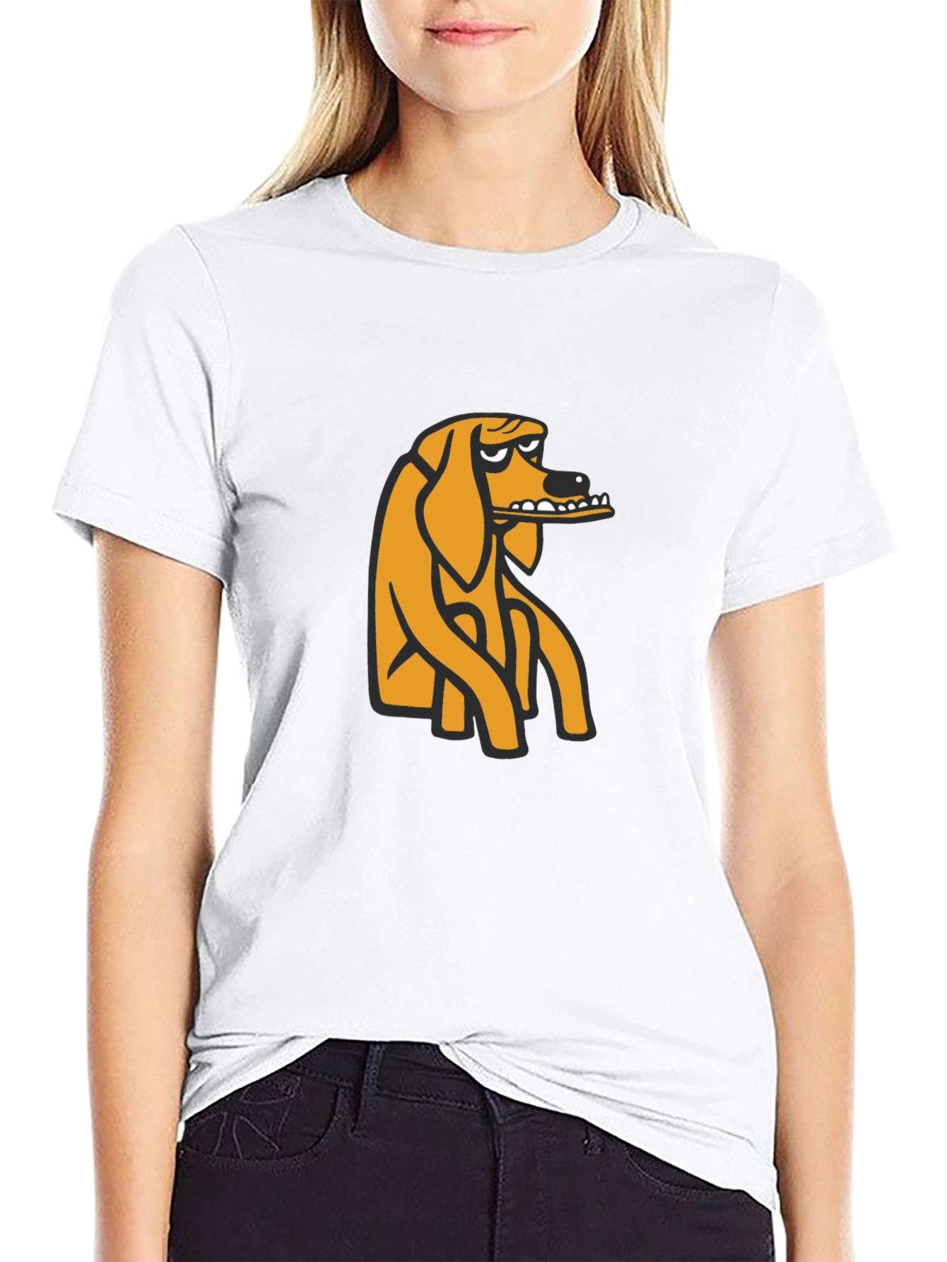 Black Black T-Shirt with Cartoon Dog Graphic view 9
