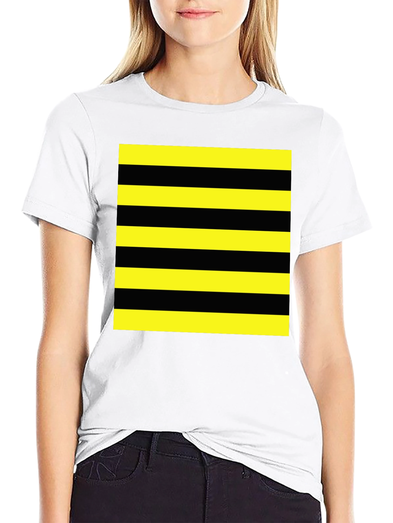 Black Striped Graphic Tee - Black and Yellow view 9
