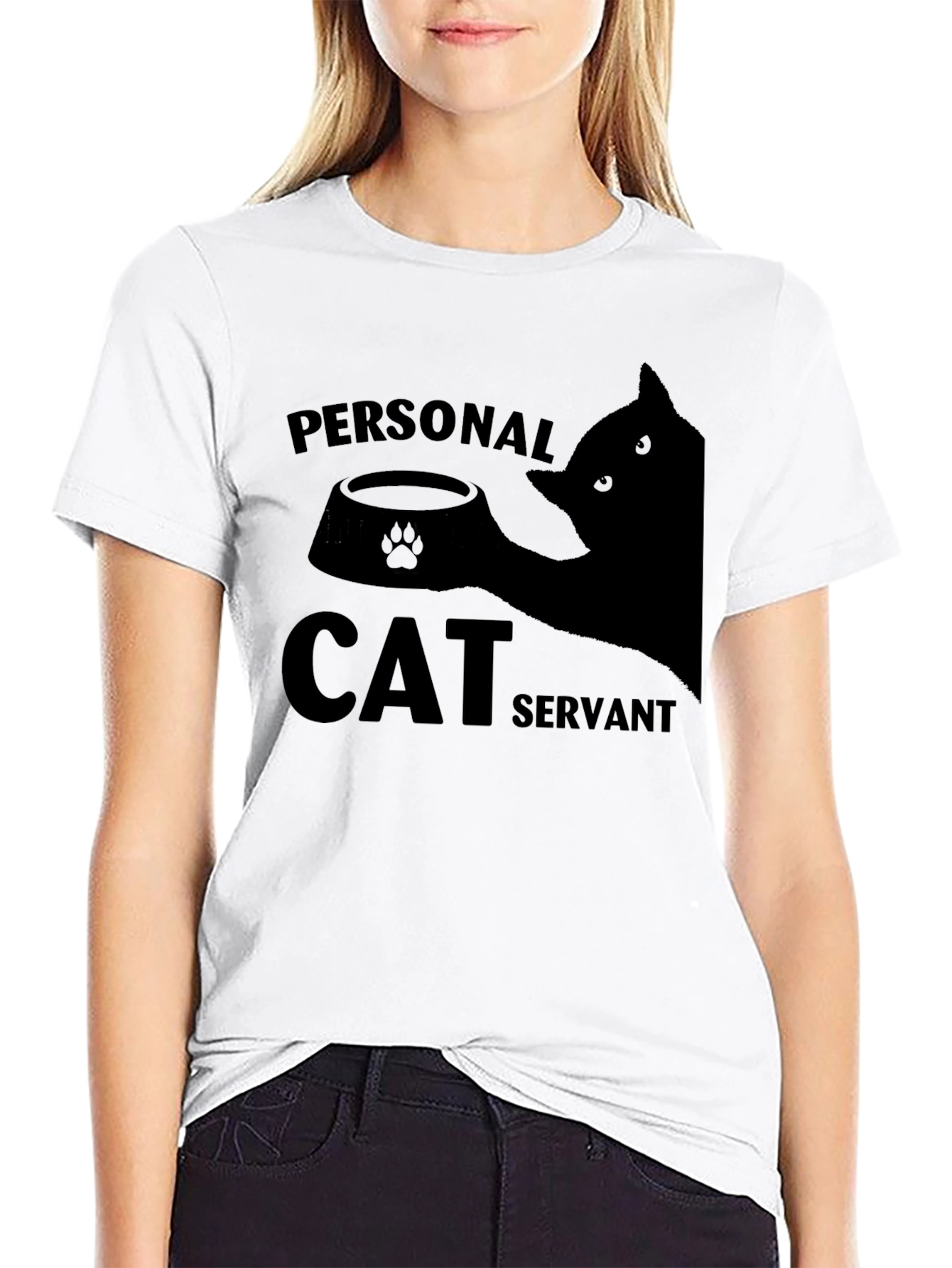 Black Personal Cat Servant Graphic Tee view 9