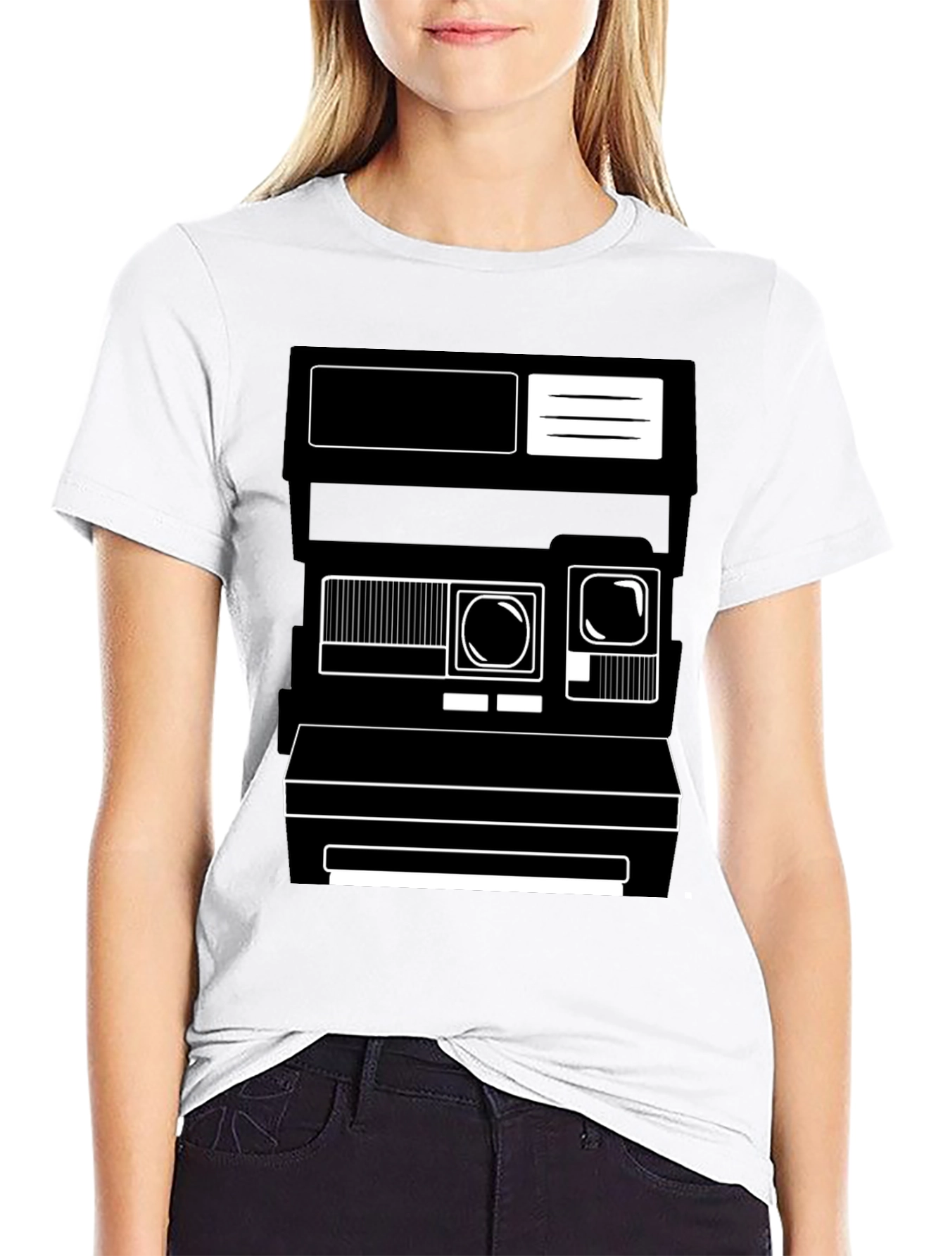 Black Retro Camera Graphic Tee - Unisex Black T-Shirt view 9