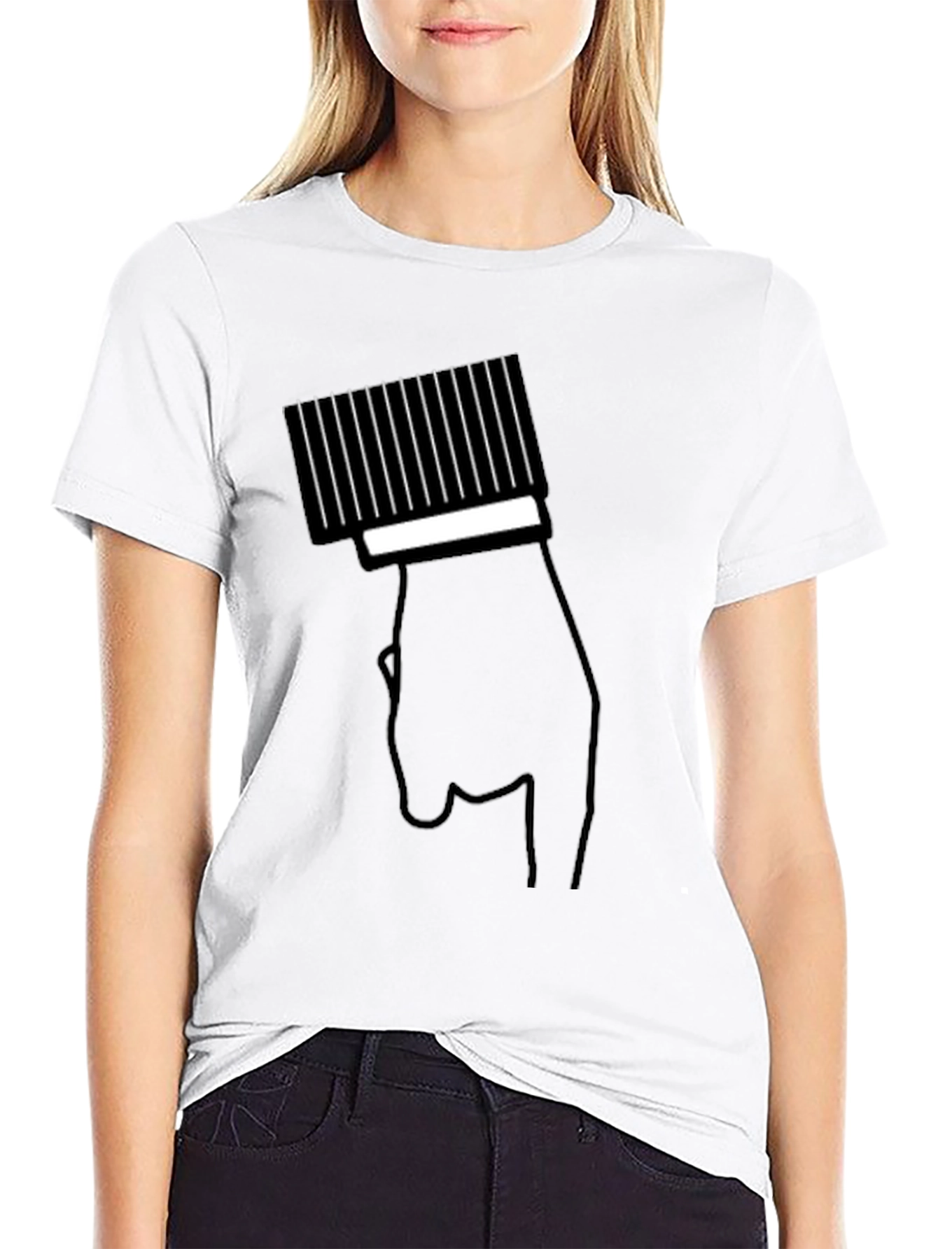 Modern Black T-Shirt with Hand & Barcode Graphic - 9