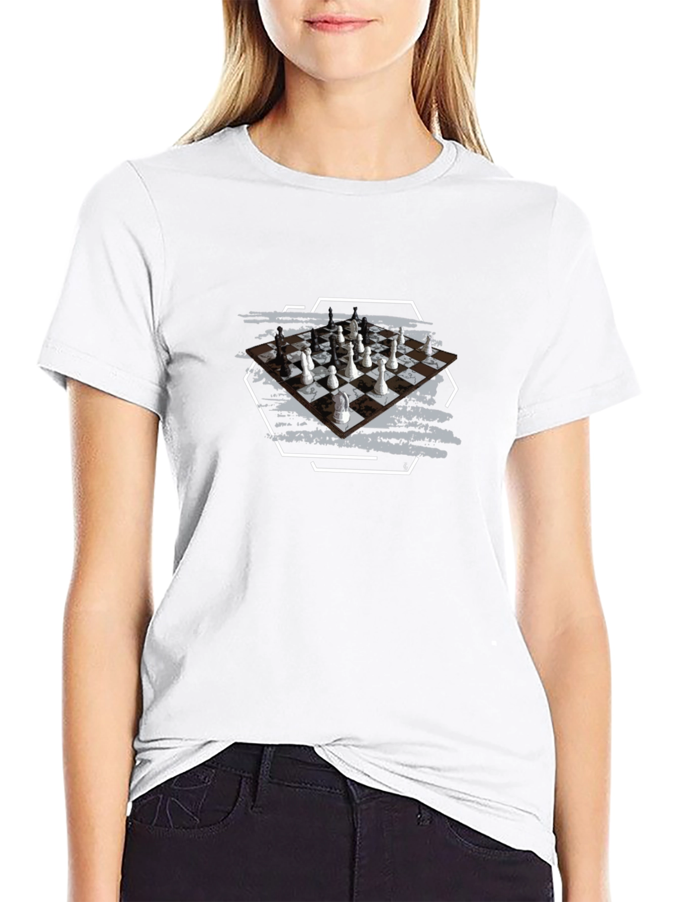 Black Chessboard Graphic Tee - Stylish Unisex Black T-Shirt view 9
