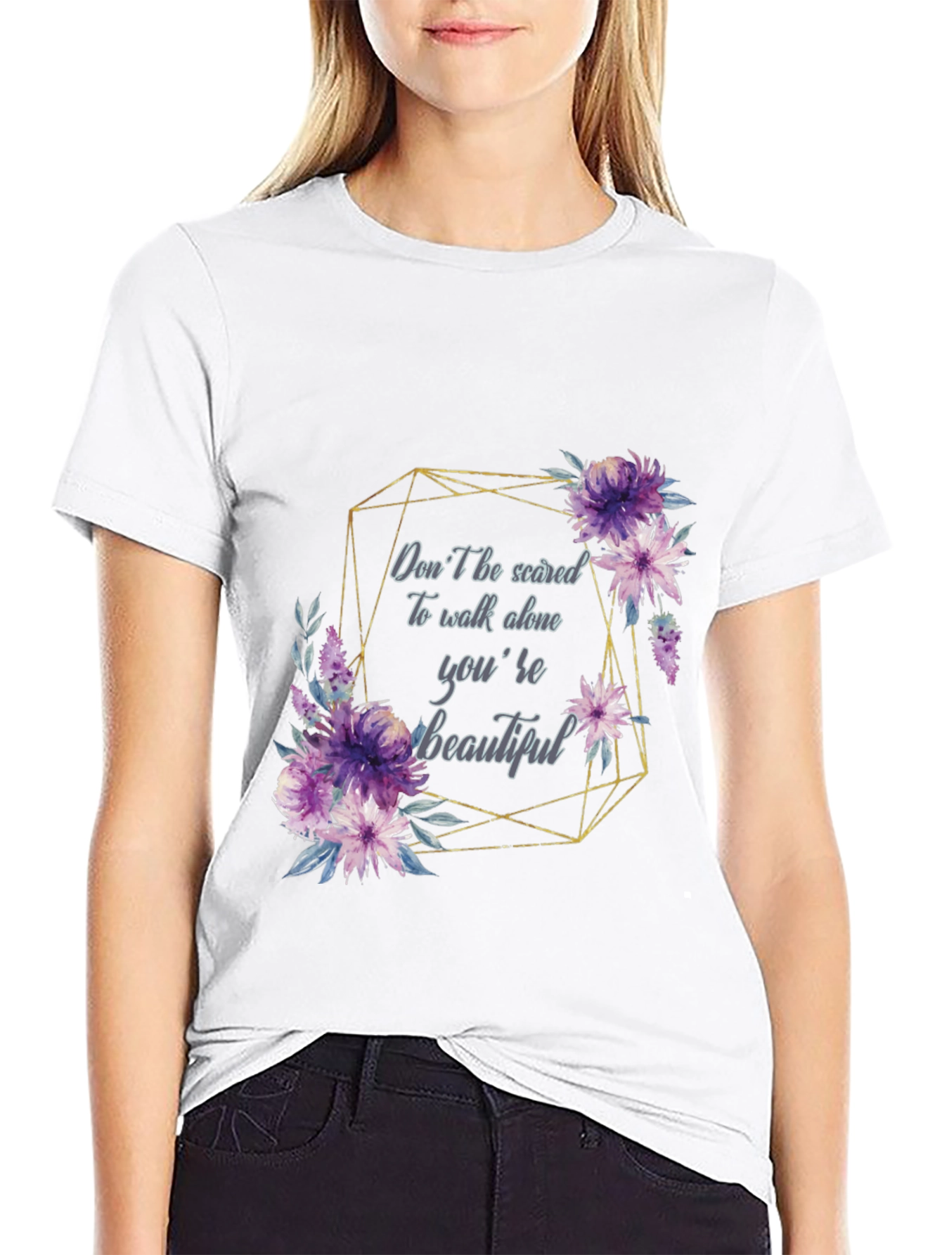 Floral Quote Black T-Shirt for Men - 9