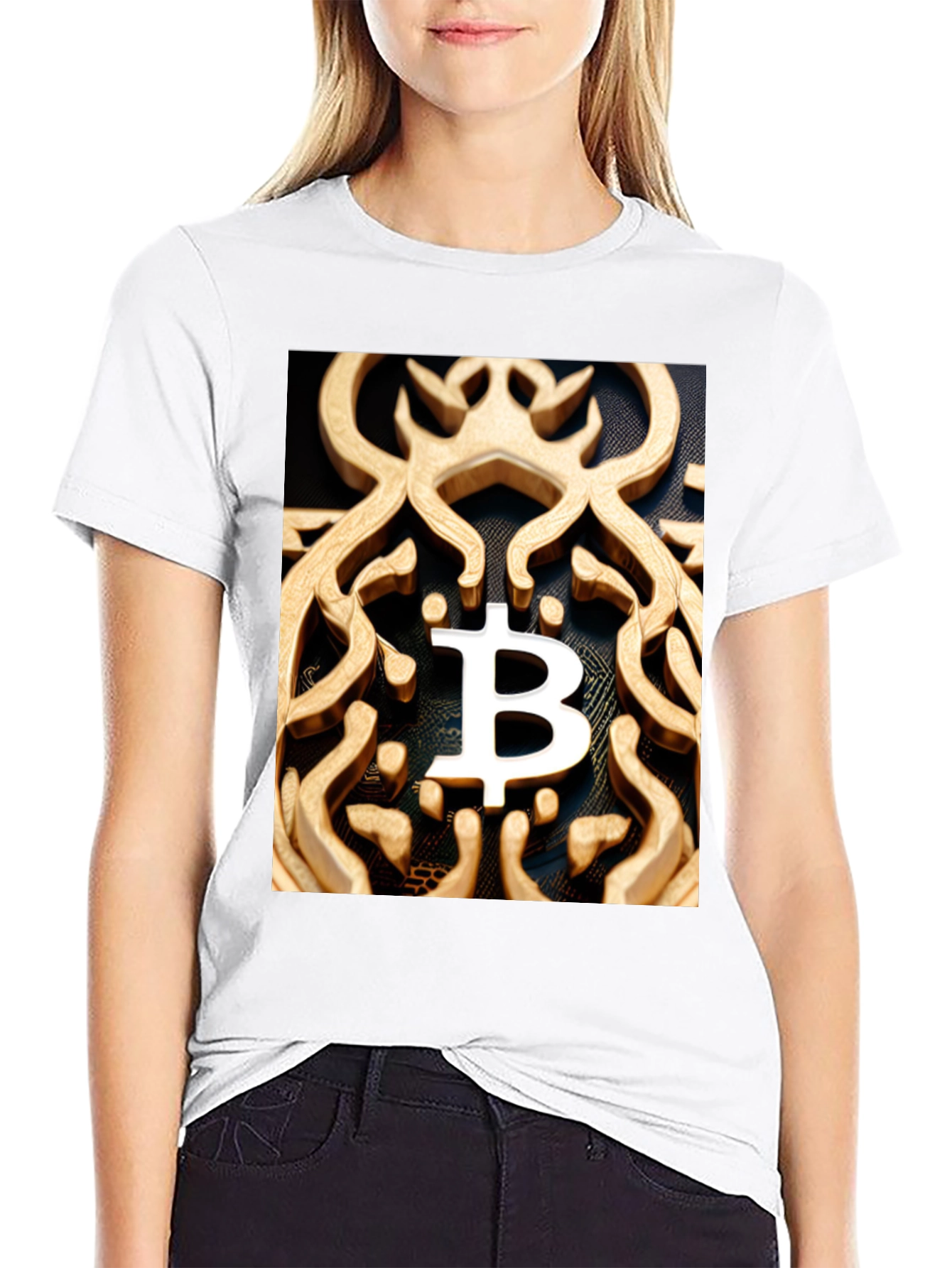 Black Bitcoin Ornate Tee - Crypto Fashion view 9