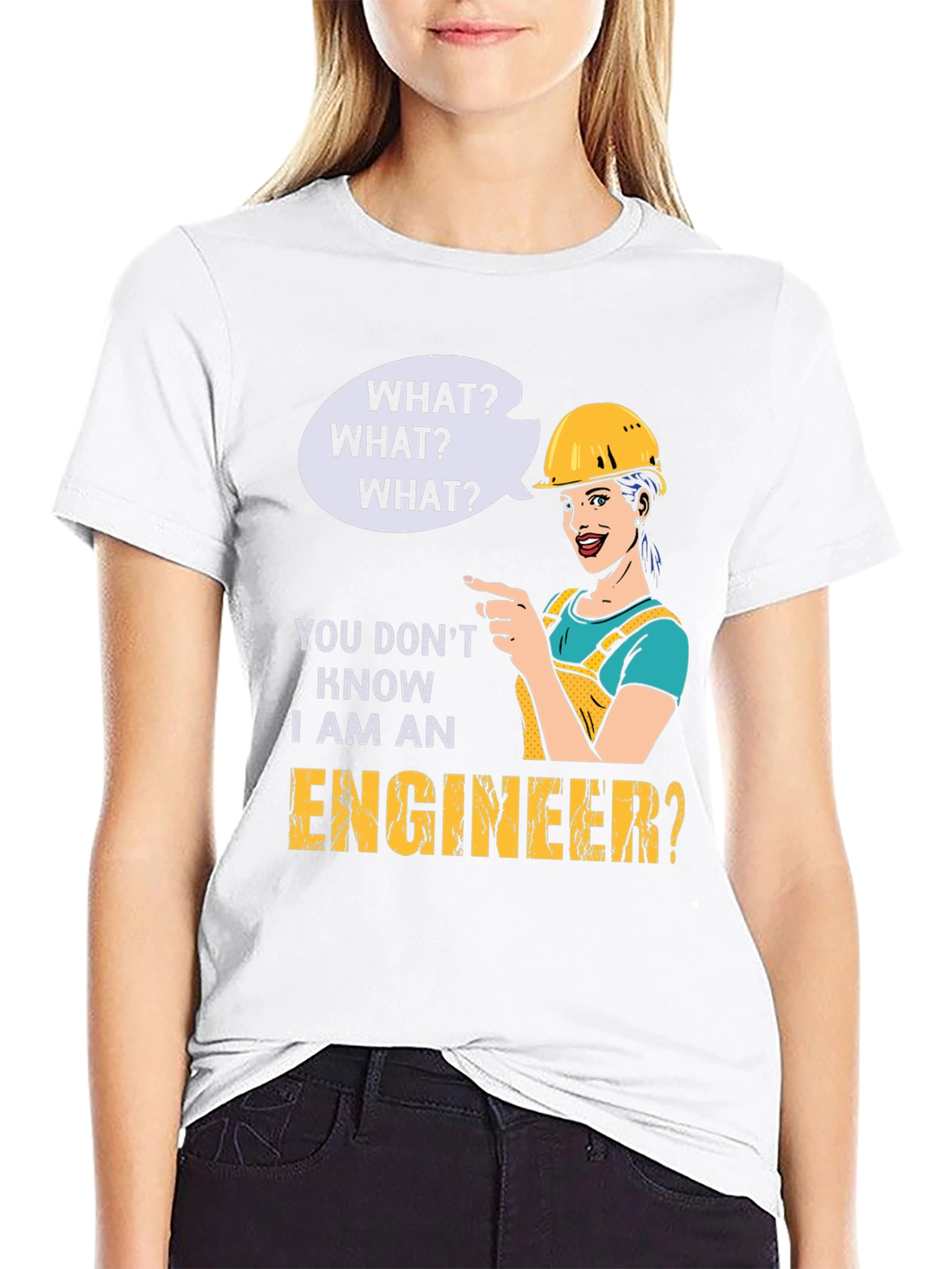 Black Engineer Humor T-Shirt - "What? I Am An Engineer?" view 9