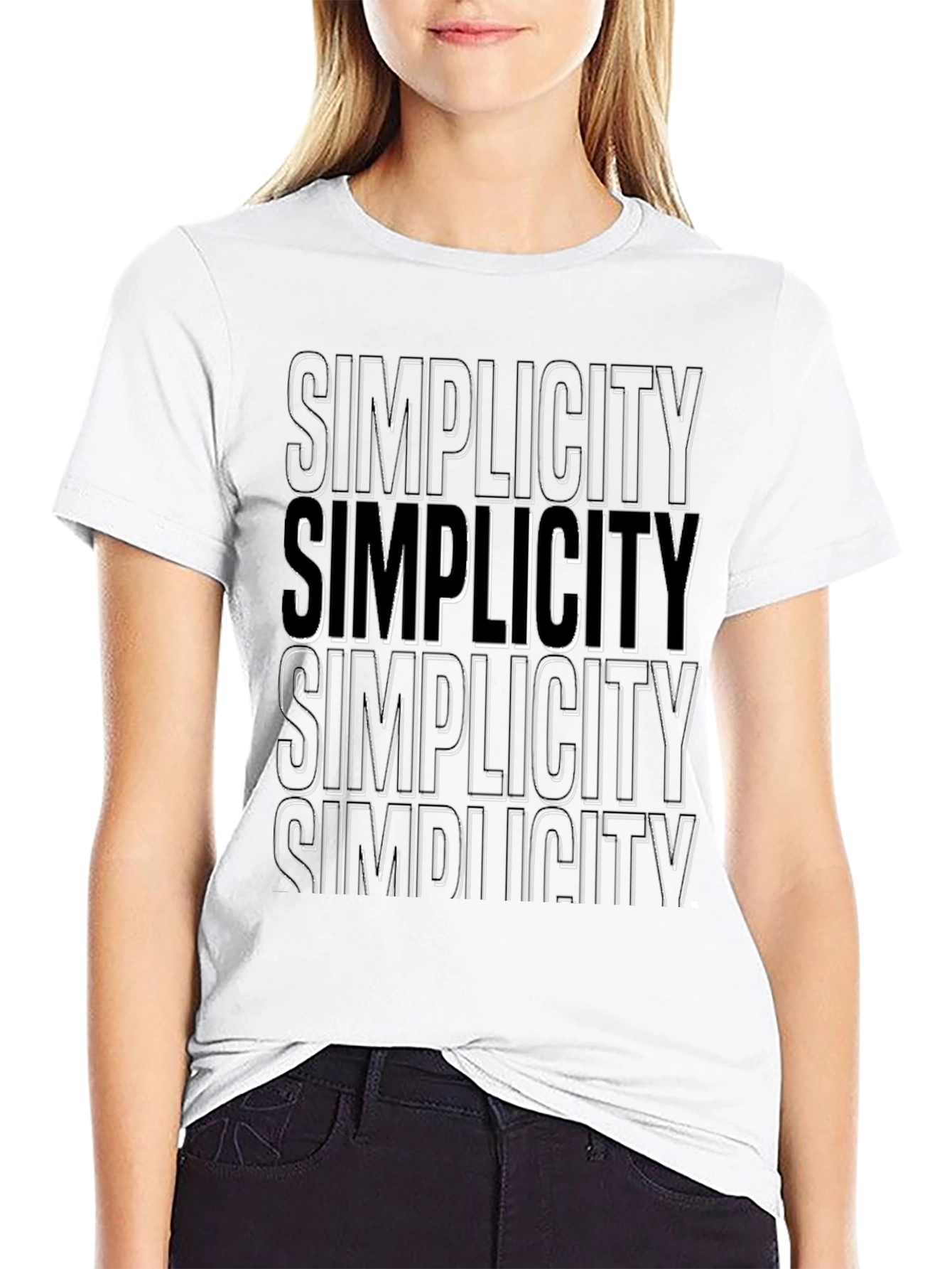 Black Simplicity Text Graphic Black Tee view 9