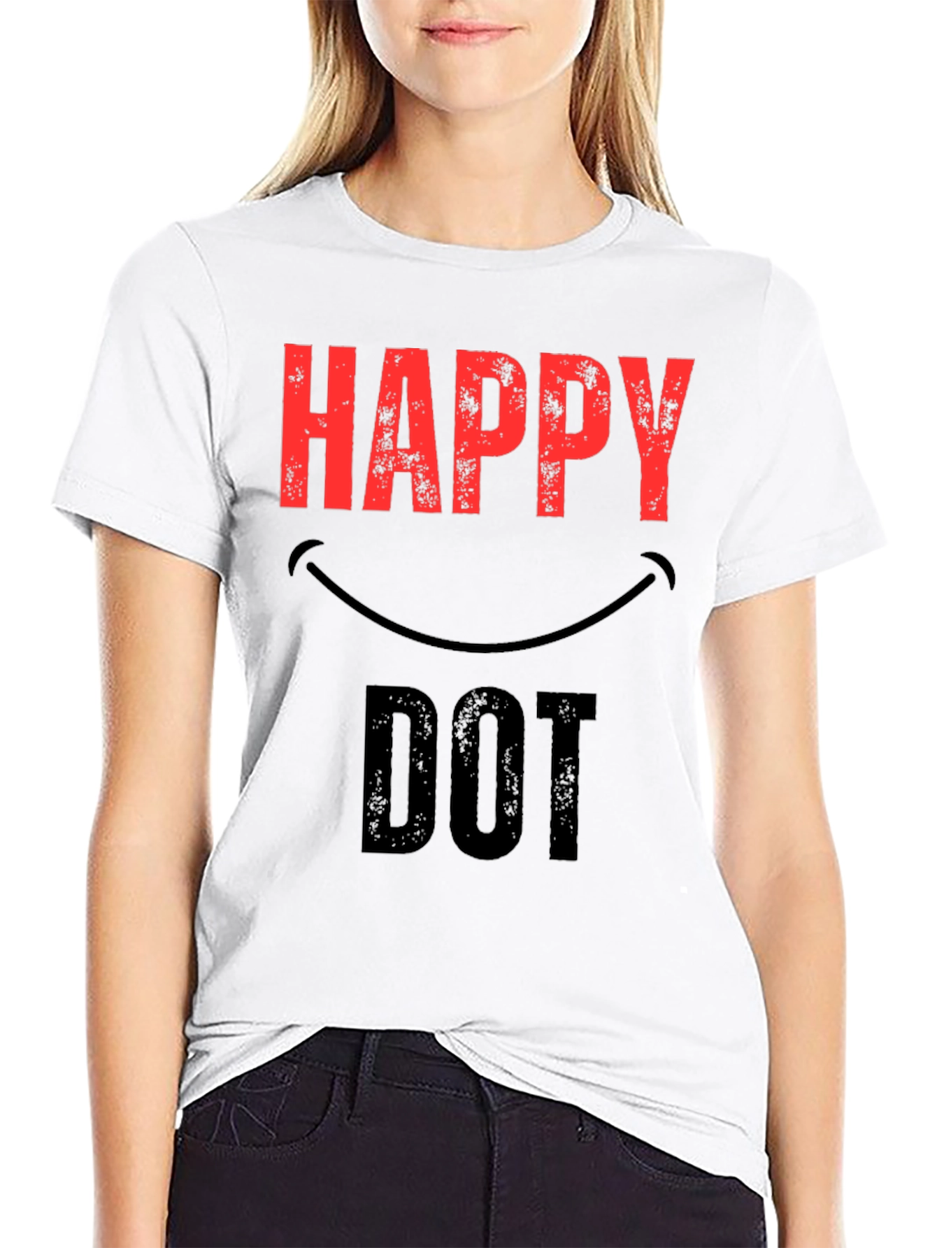 Black Happy Dot Graphic T-Shirt view 9