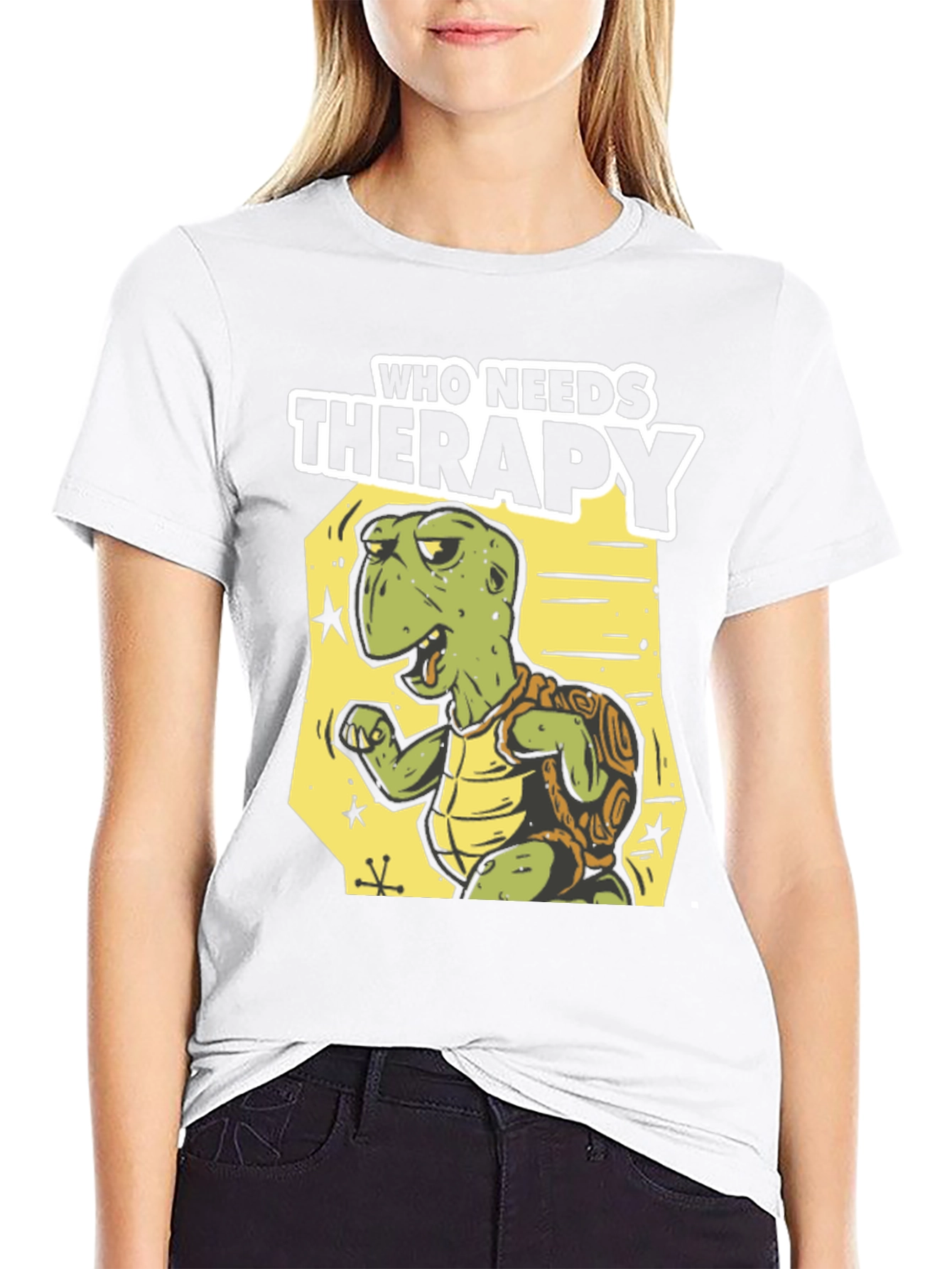 Black Funny Turtle Therapy T-Shirt - Unique Design view 9