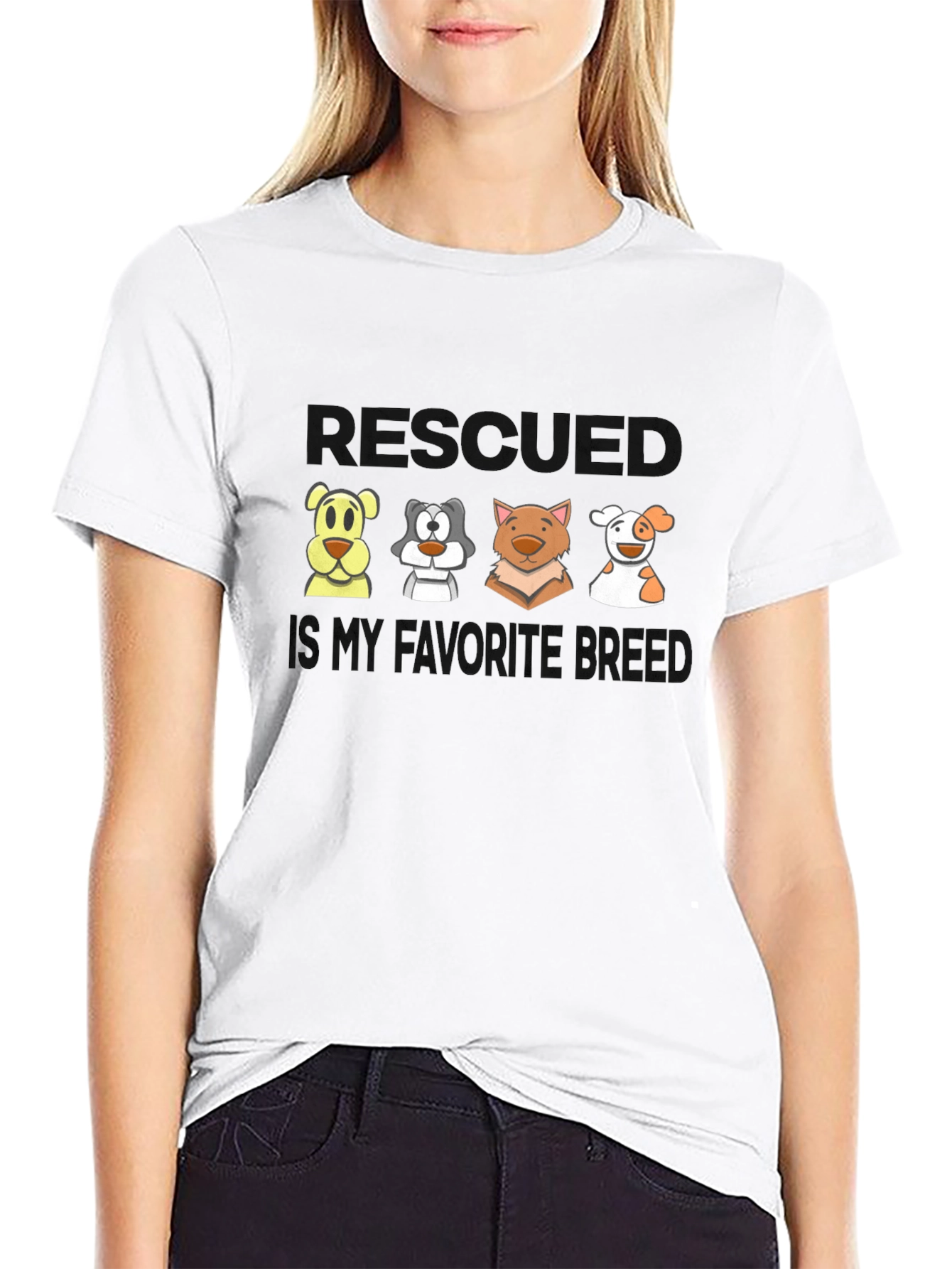 Black Rescued is My Favorite Breed T-Shirt view 9