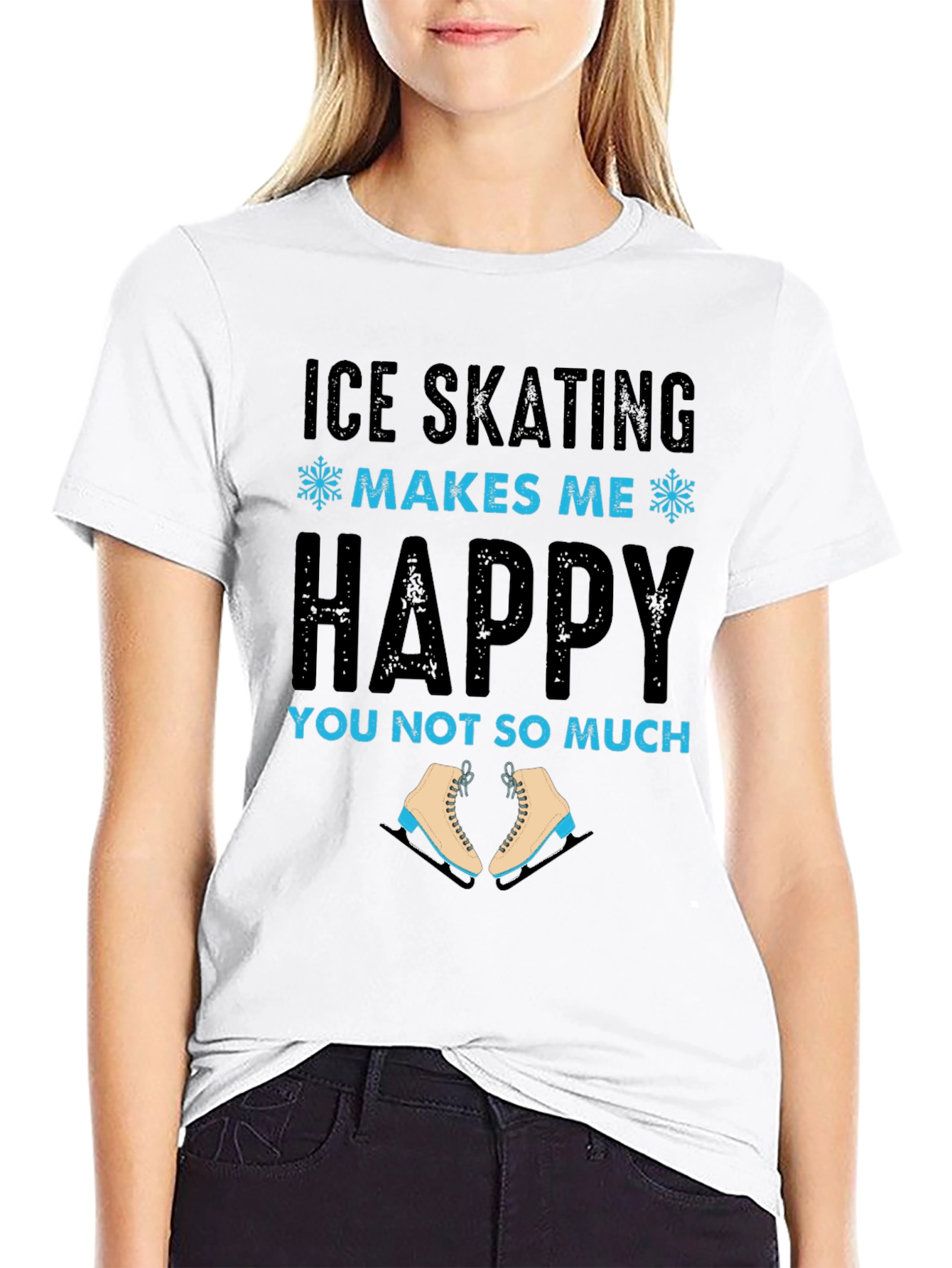 Black Ice Skating Makes Me Happy Tee view 9
