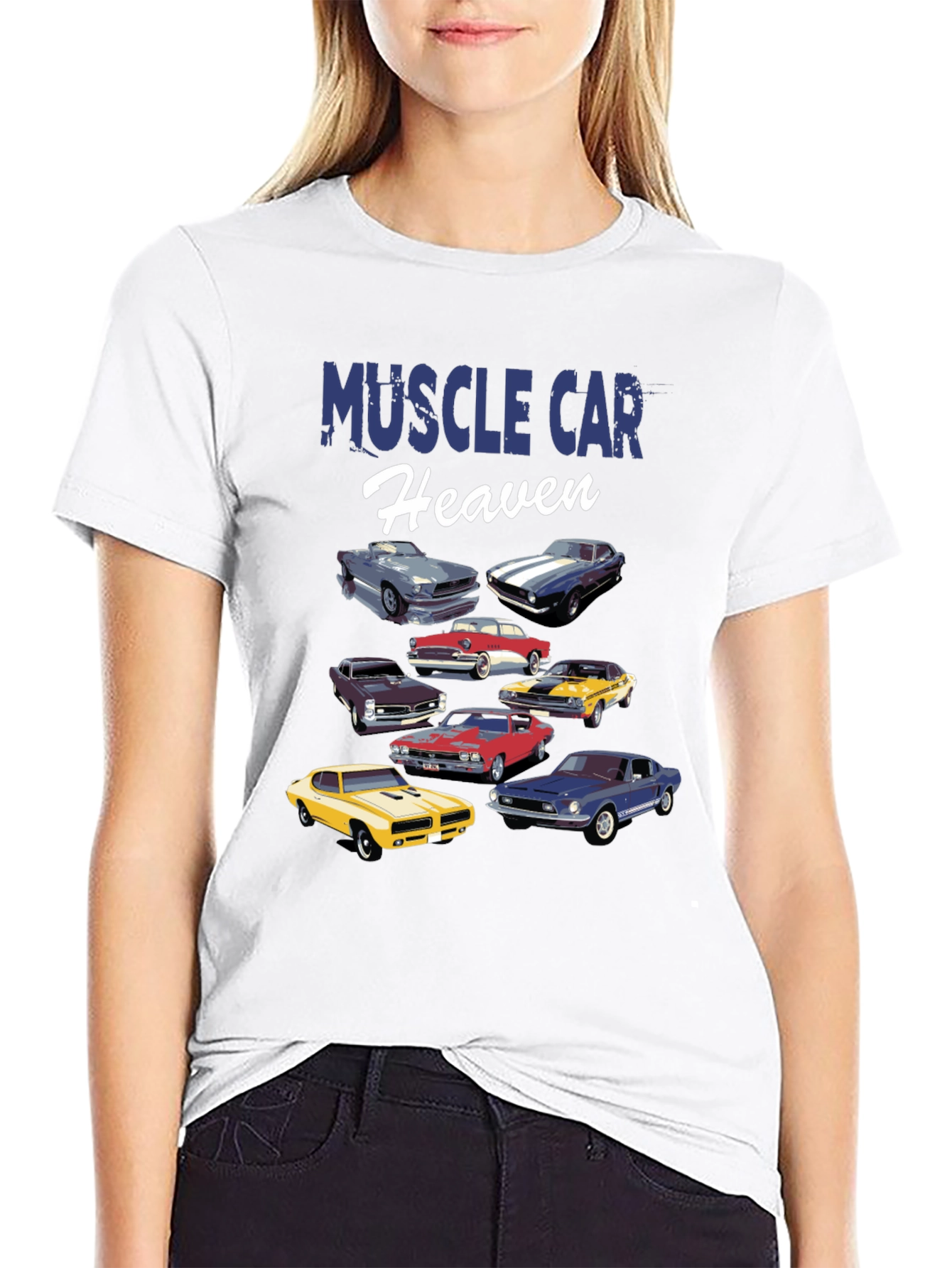 Black Muscle Car Heaven Graphic Tee view 9