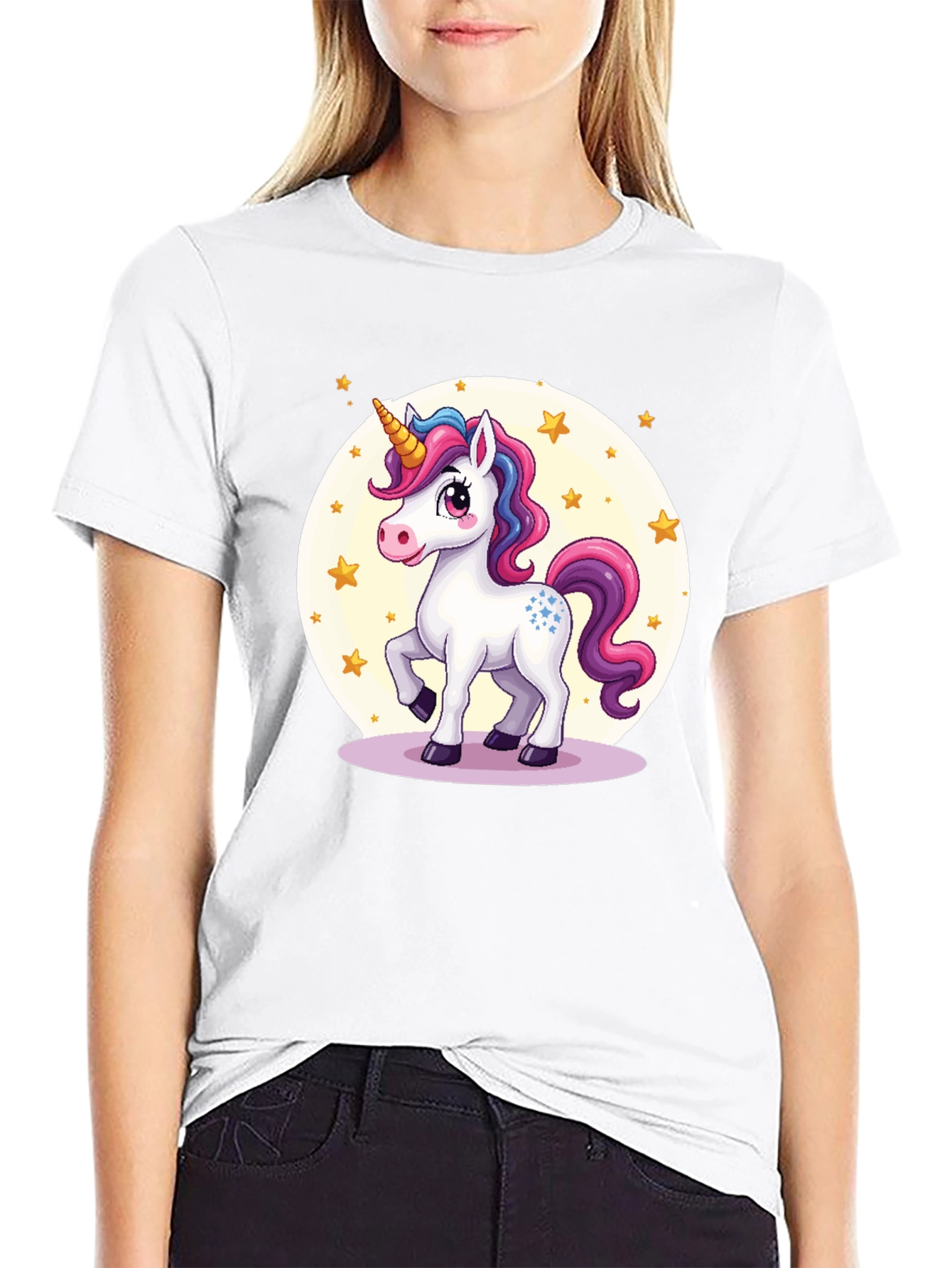 Black Unicorn Graphic Tee - Black Cotton Blend view 9