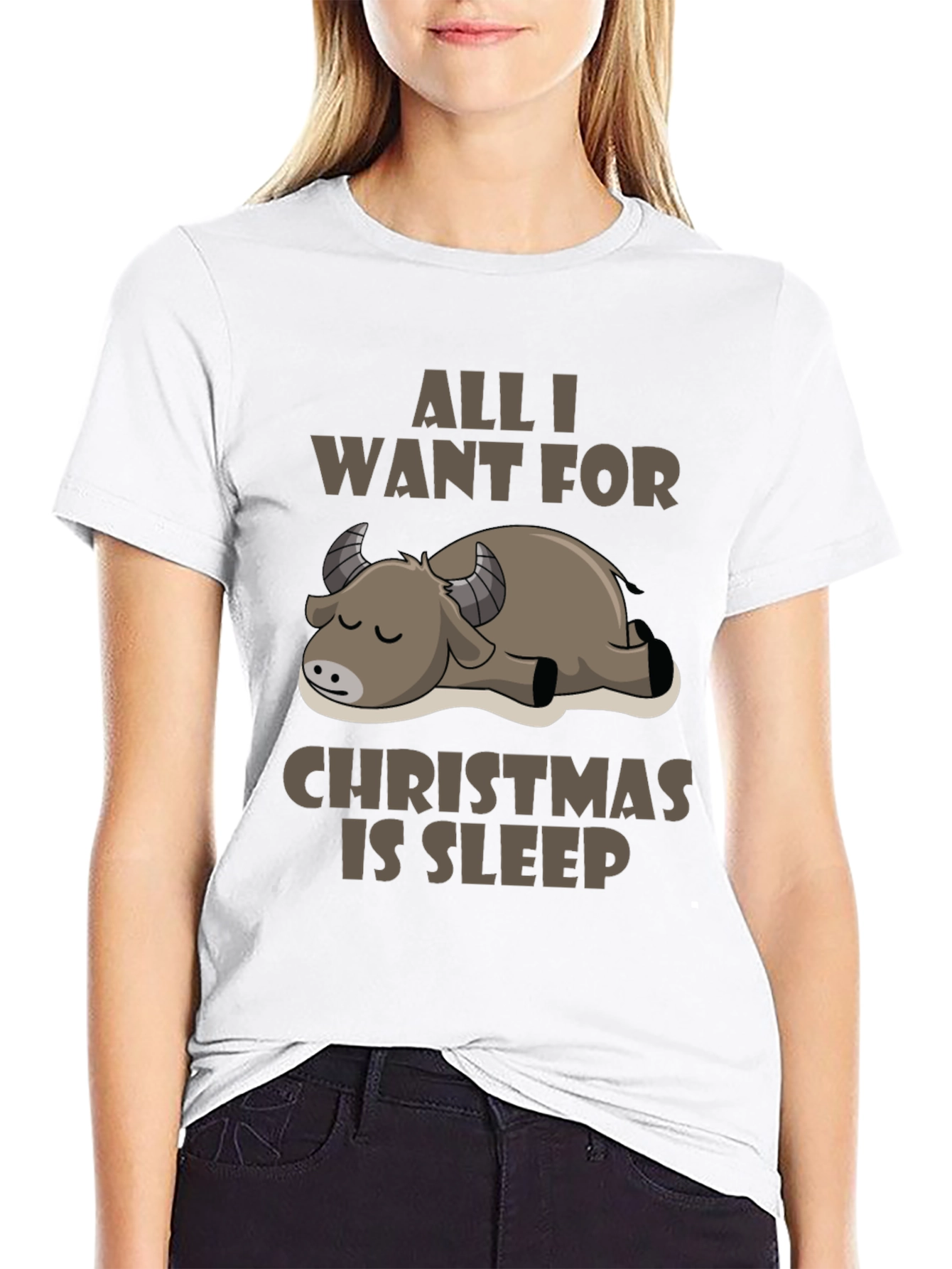 Black All I Want For Christmas Is Sleep T-Shirt view 9