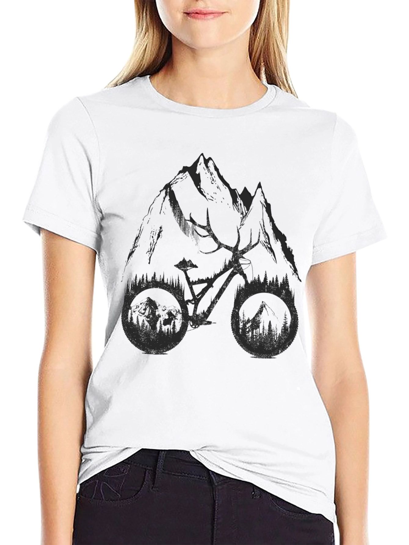 Black Mountain Bike Graphic T-Shirt - Black view 9