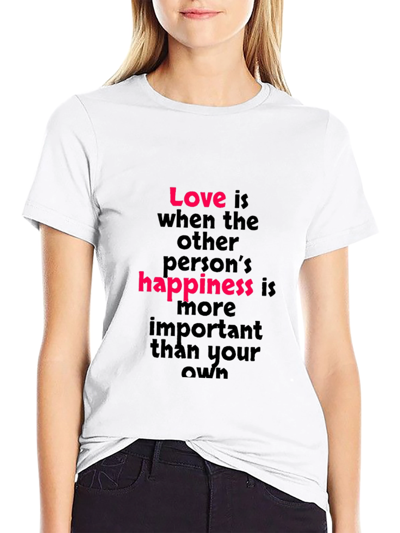 Black Love is Happiness T-Shirt - Black Crew Neck view 9