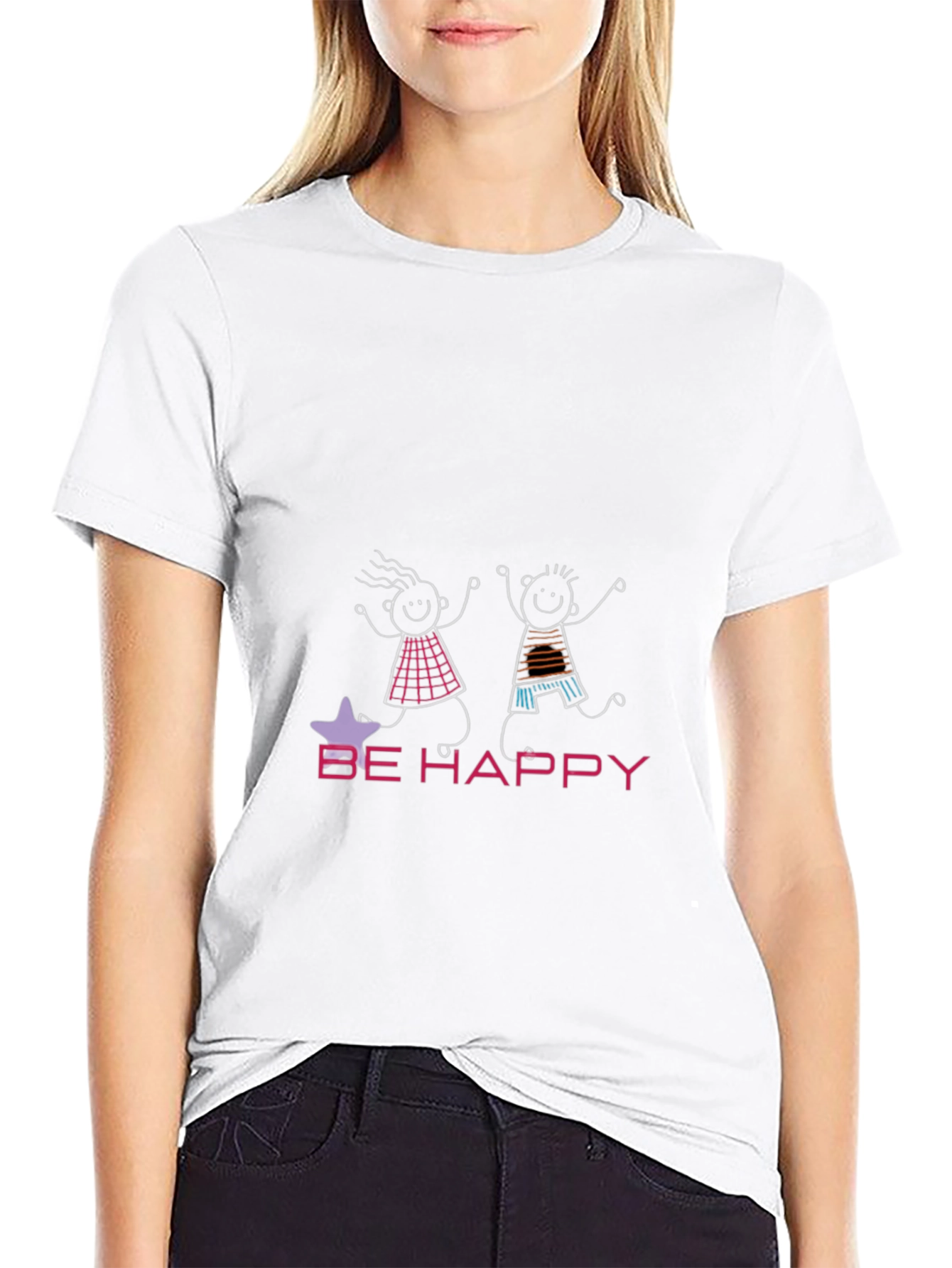 Black Be Happy Graphic Tee - Black view 9