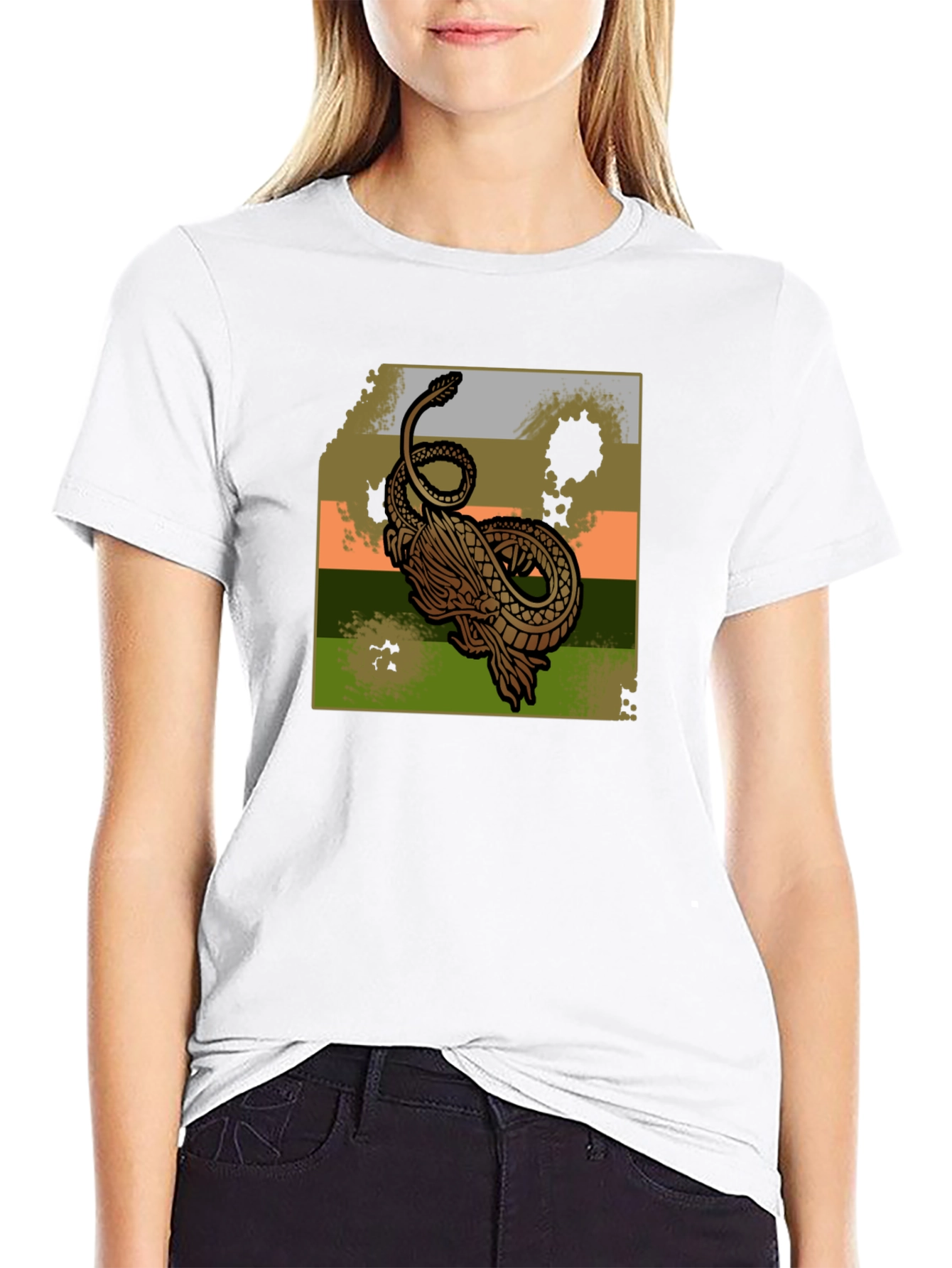 Black Dragon Graphic Print Black T-Shirt view 9