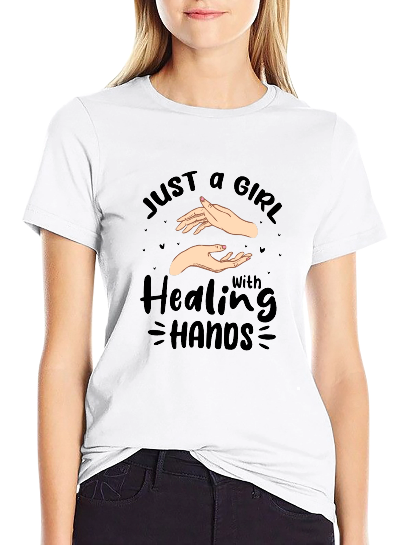 Black Healing Hands Graphic Tee - Black Cotton Shirt view 9